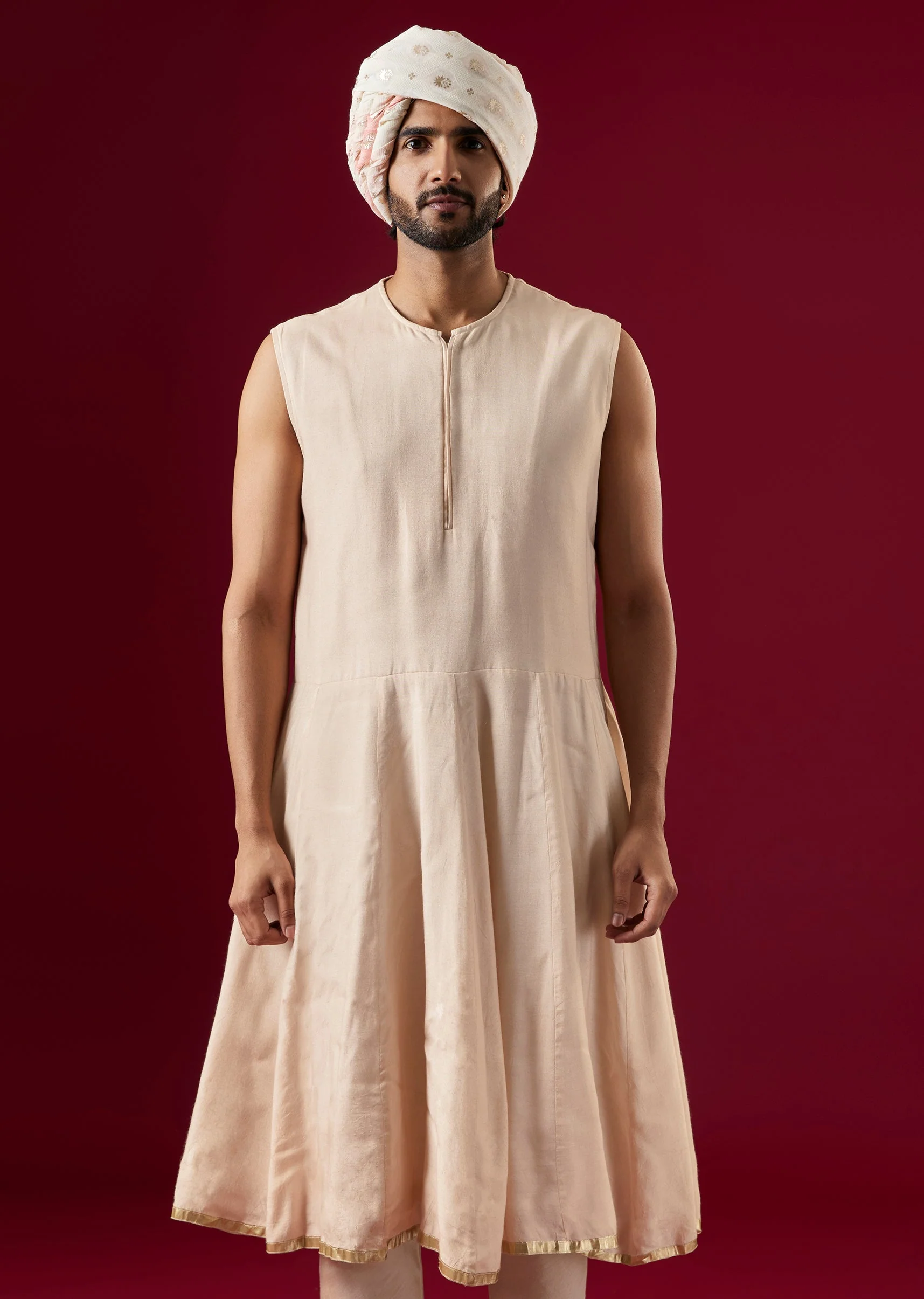 Gold Tussar Sherwani Set With Zardosi Work - Image 7