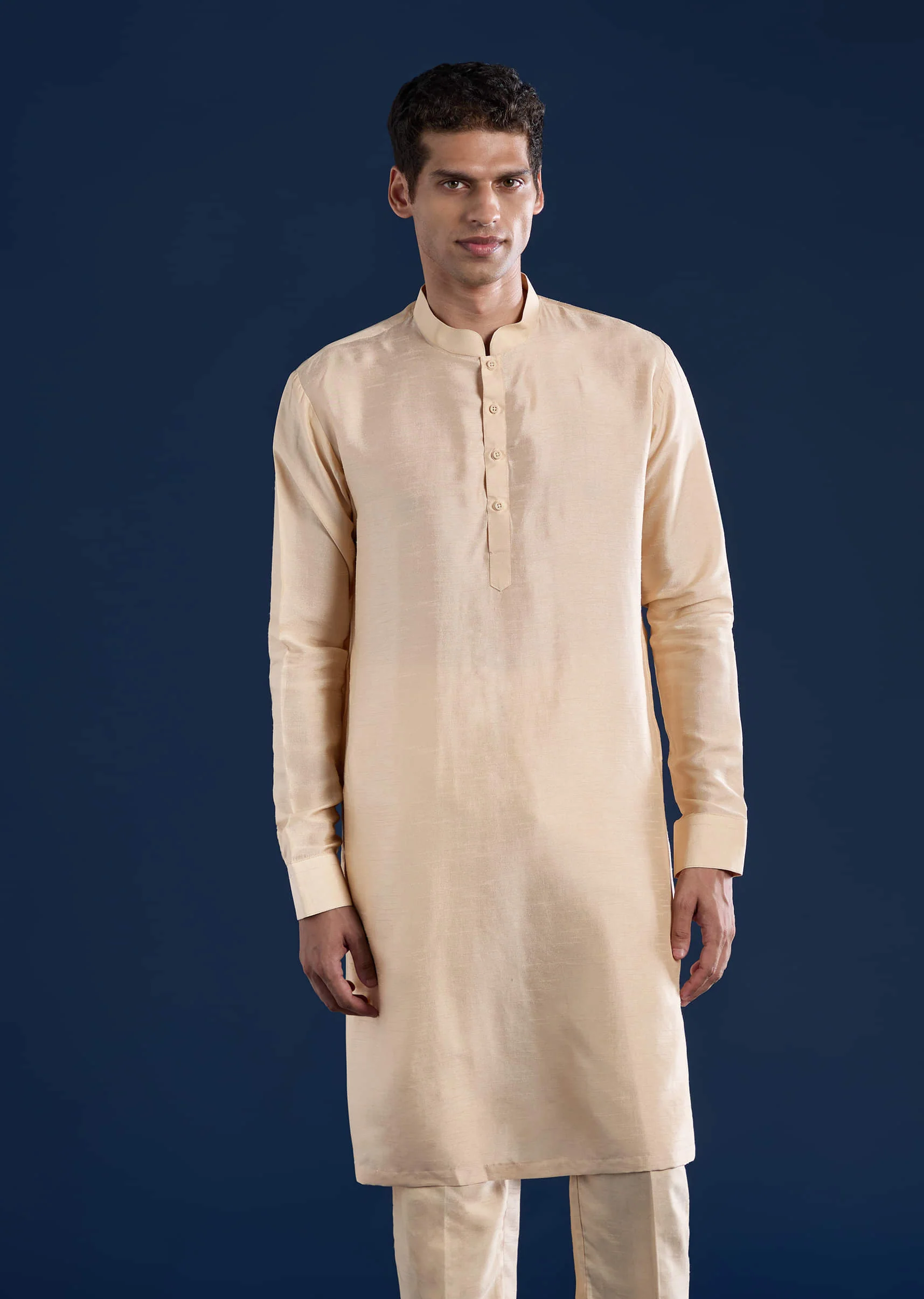 Gold Viscose Jacket Kurta Set with Dori Work - Image 6