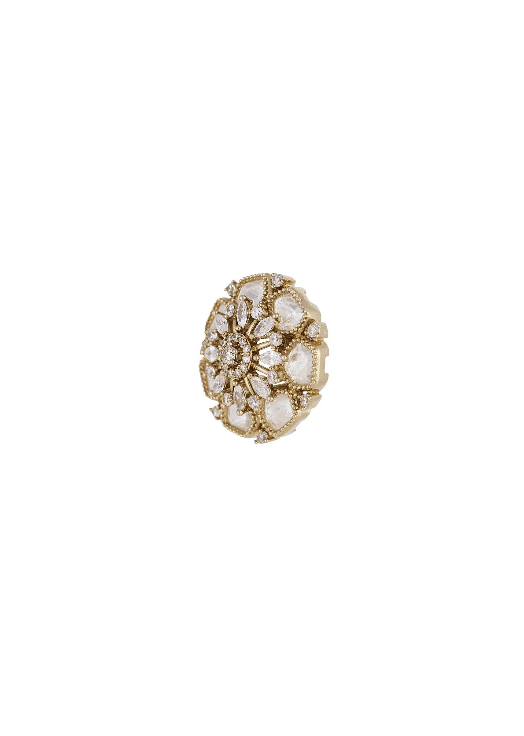 Gold White Polki Earrings With Elegant Detail - Image 4