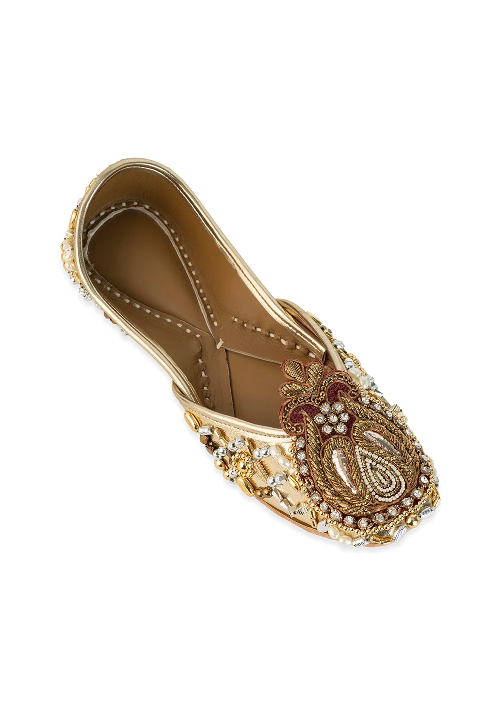 Gold Zari Hand Embellished Juttis - Image 5