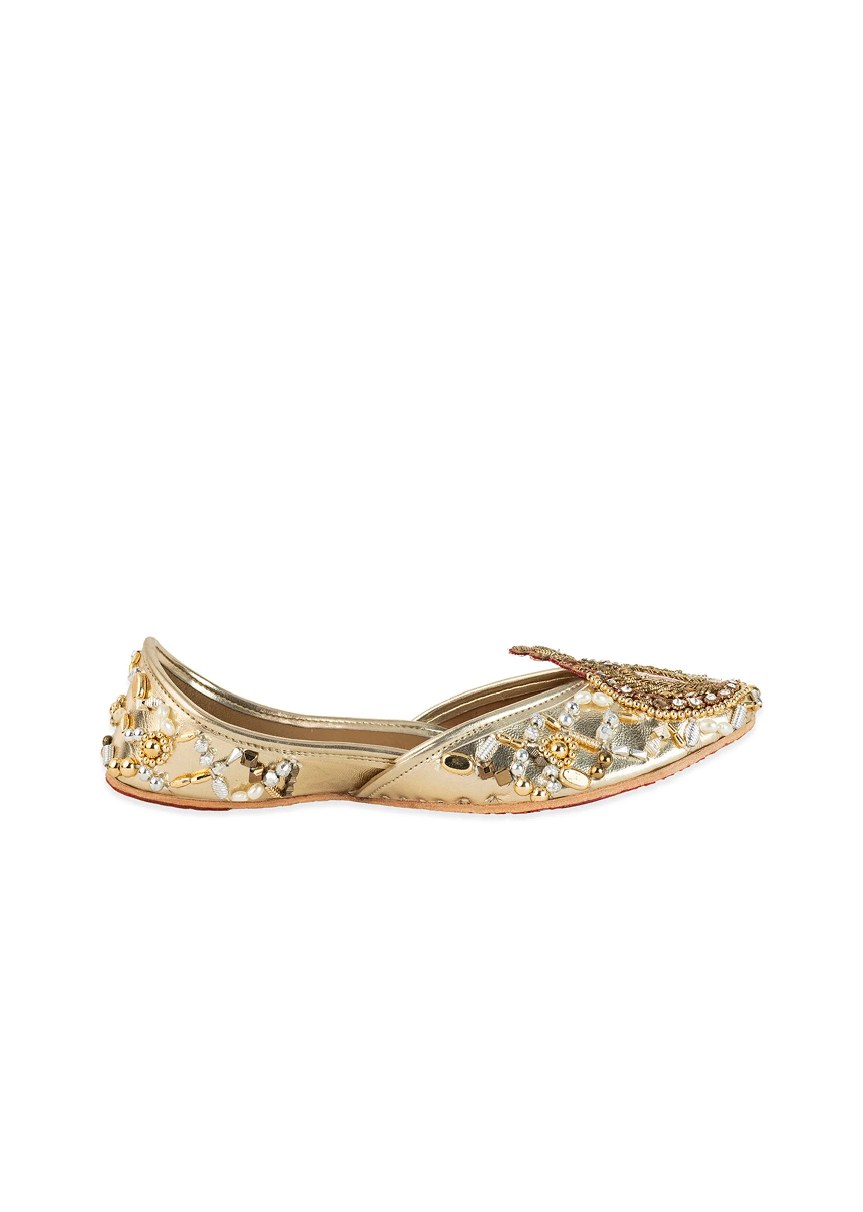 Gold Zari Hand Embellished Juttis - Image 6