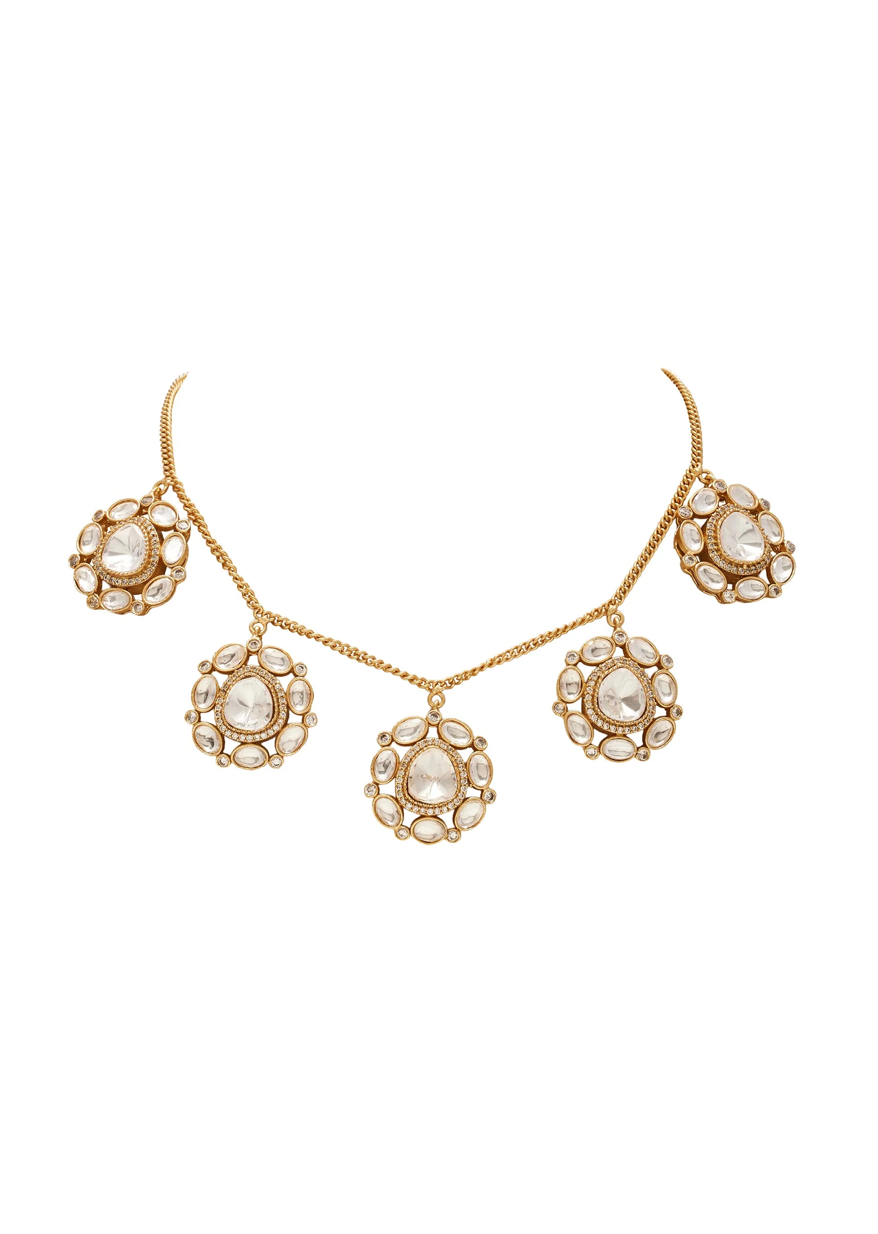 Gold Zirconia Bridal Necklace Set - Image 3