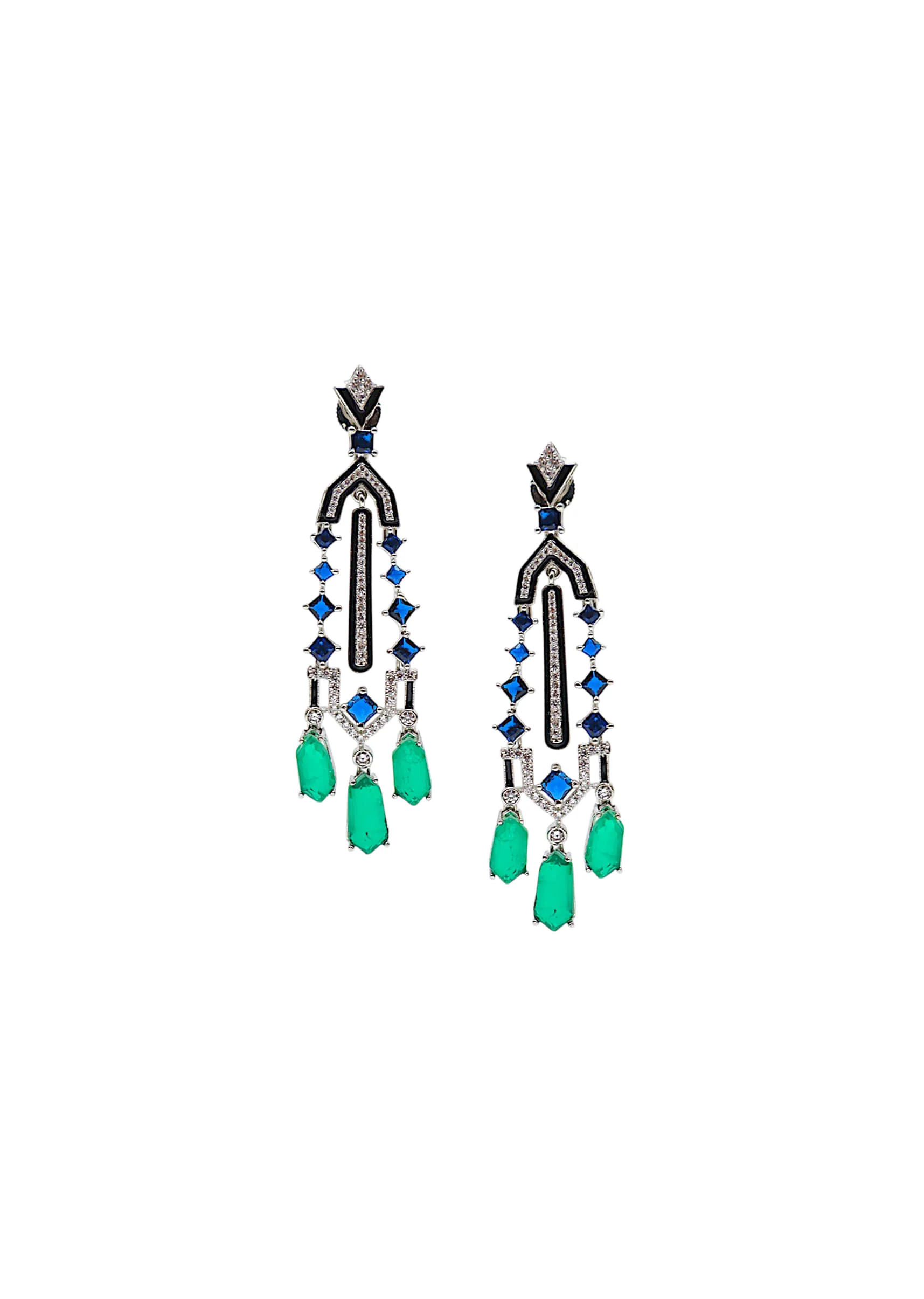 Green and Black Fusion Drop Earrings - Image 2