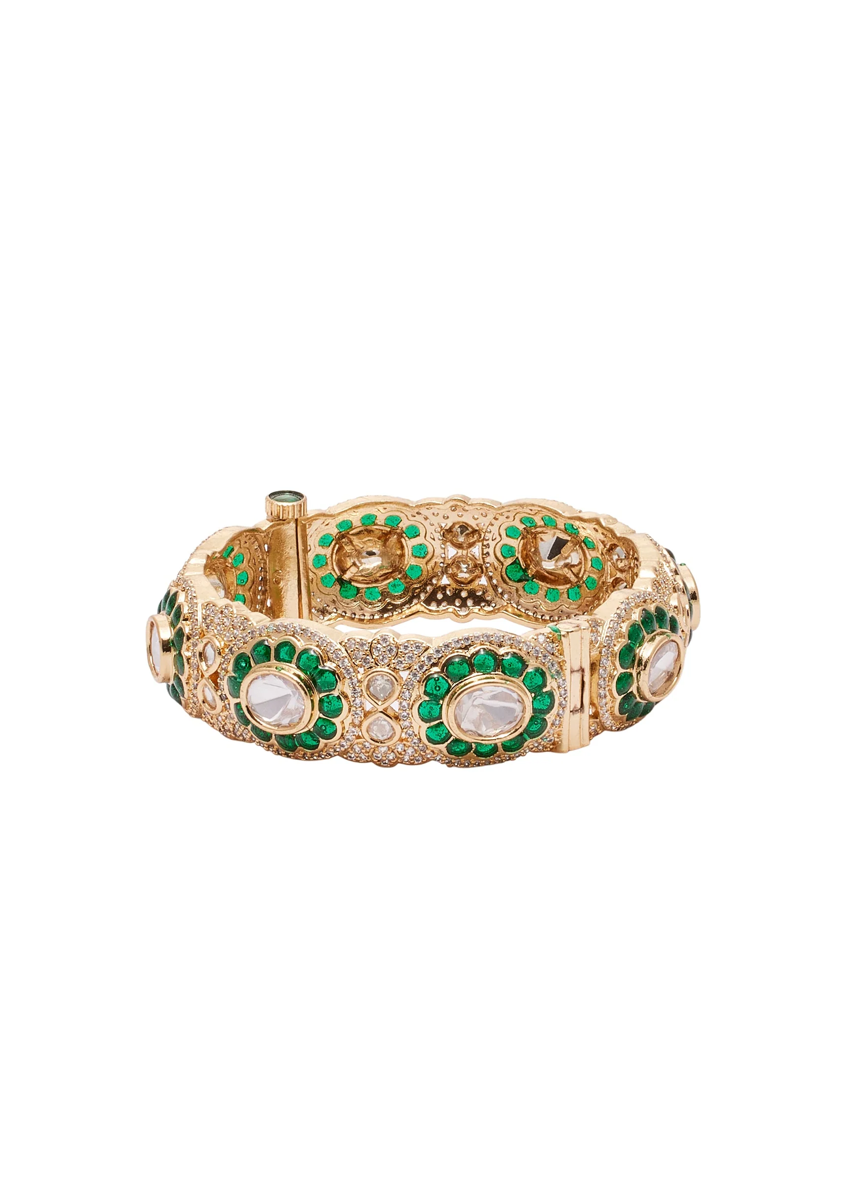 Green And Gold Stone Encrusted Bangle Set - Image 3