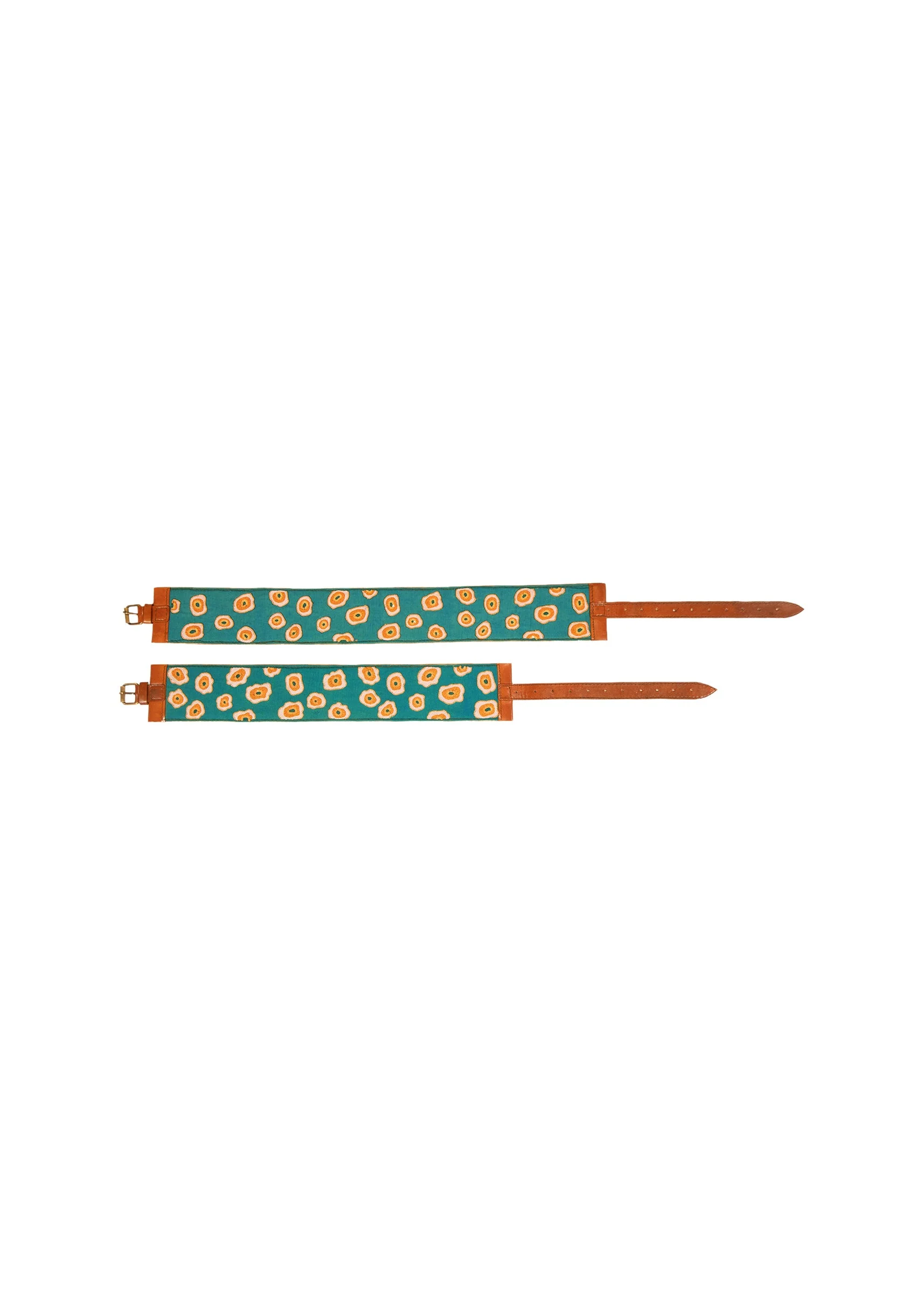 Green And Peach Embroidered Waist Belt - Image 2