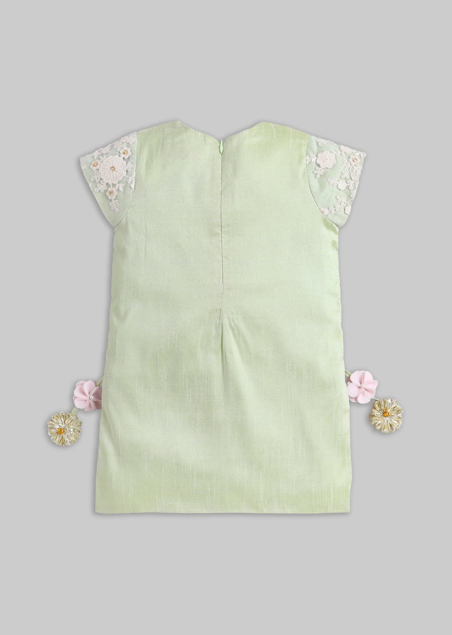 Green And Pink Colorblock Salwar Kameez Set with Dupatta - Image 3