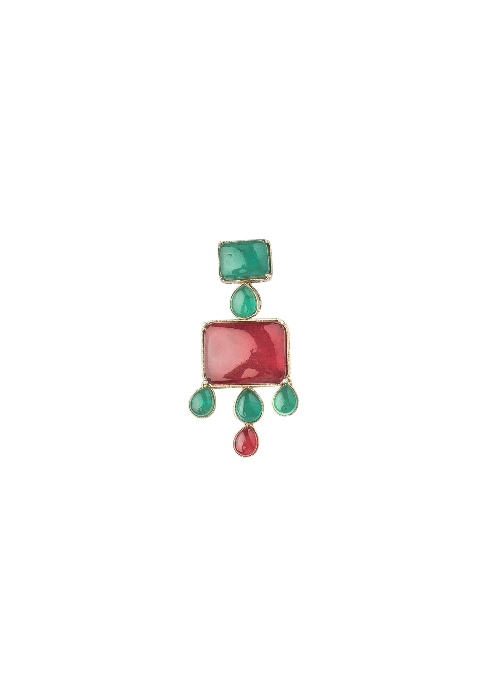 Green And Red Contemporary Choker Necklace Set With Earrings - Image 5