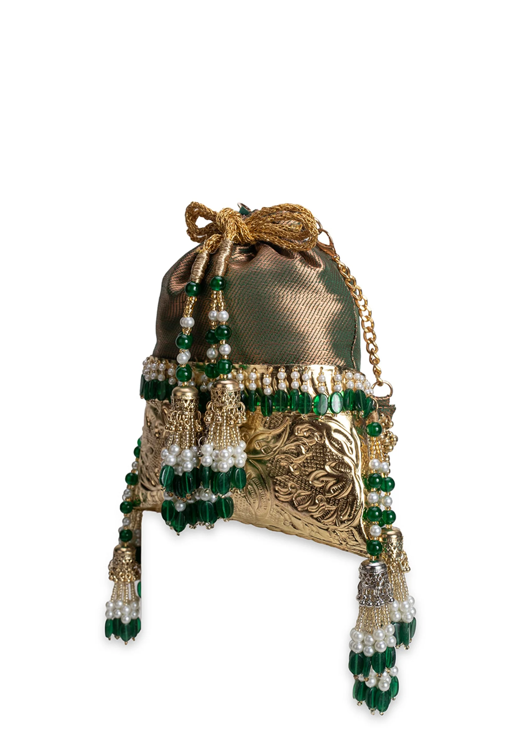 Green Brocade Potli Bag - Image 4