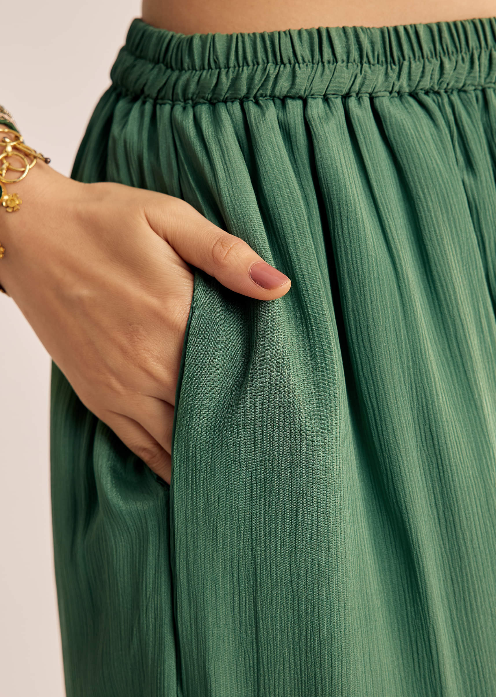 Green Chinon Zardosi Palazzo Suit - Image 6