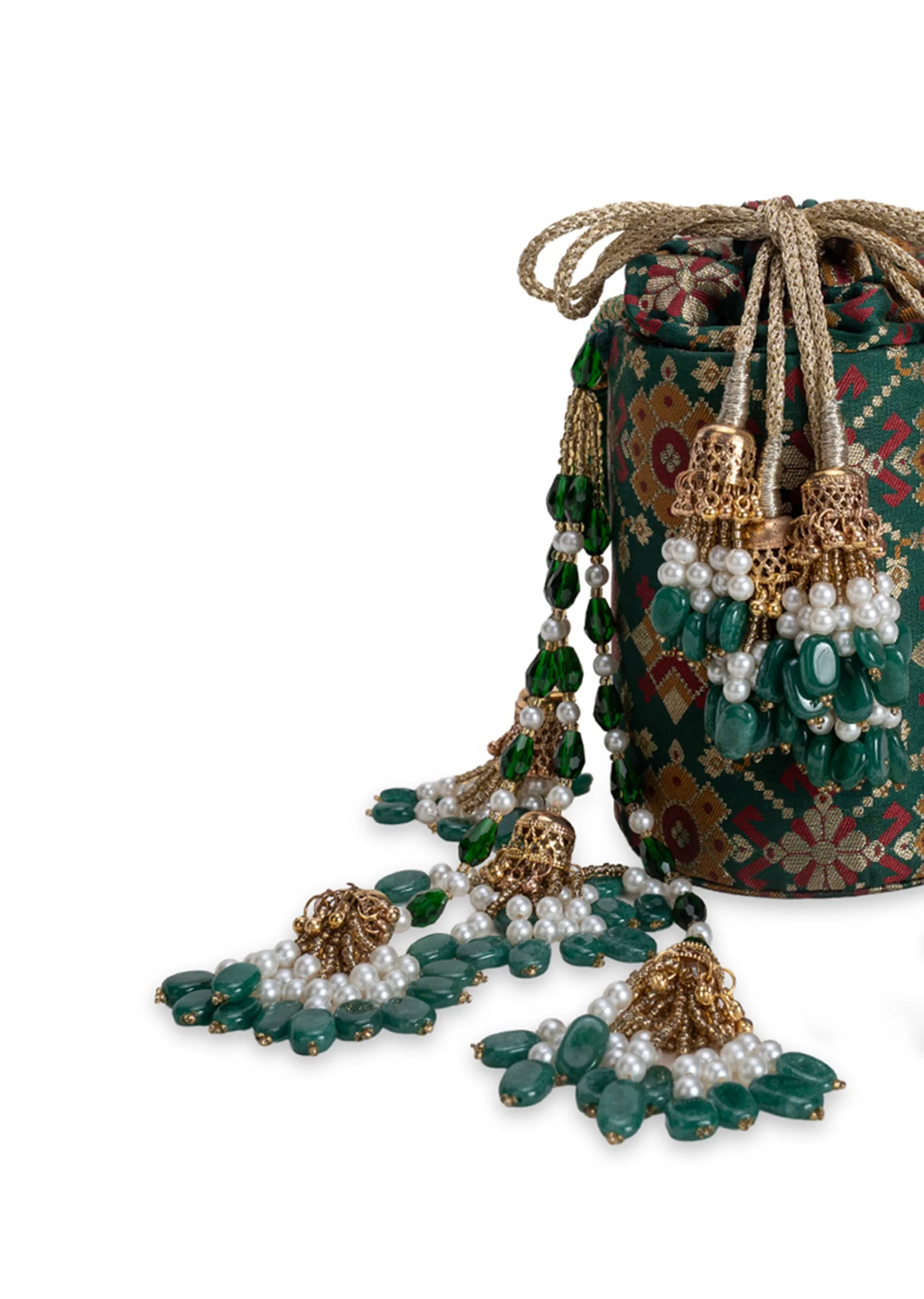 Green Cotton Potli Bag - Image 3