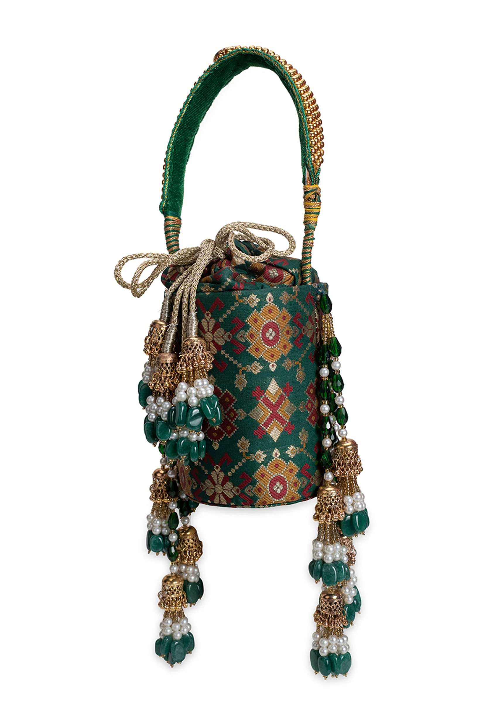 Green Cotton Potli Bag - Image 4