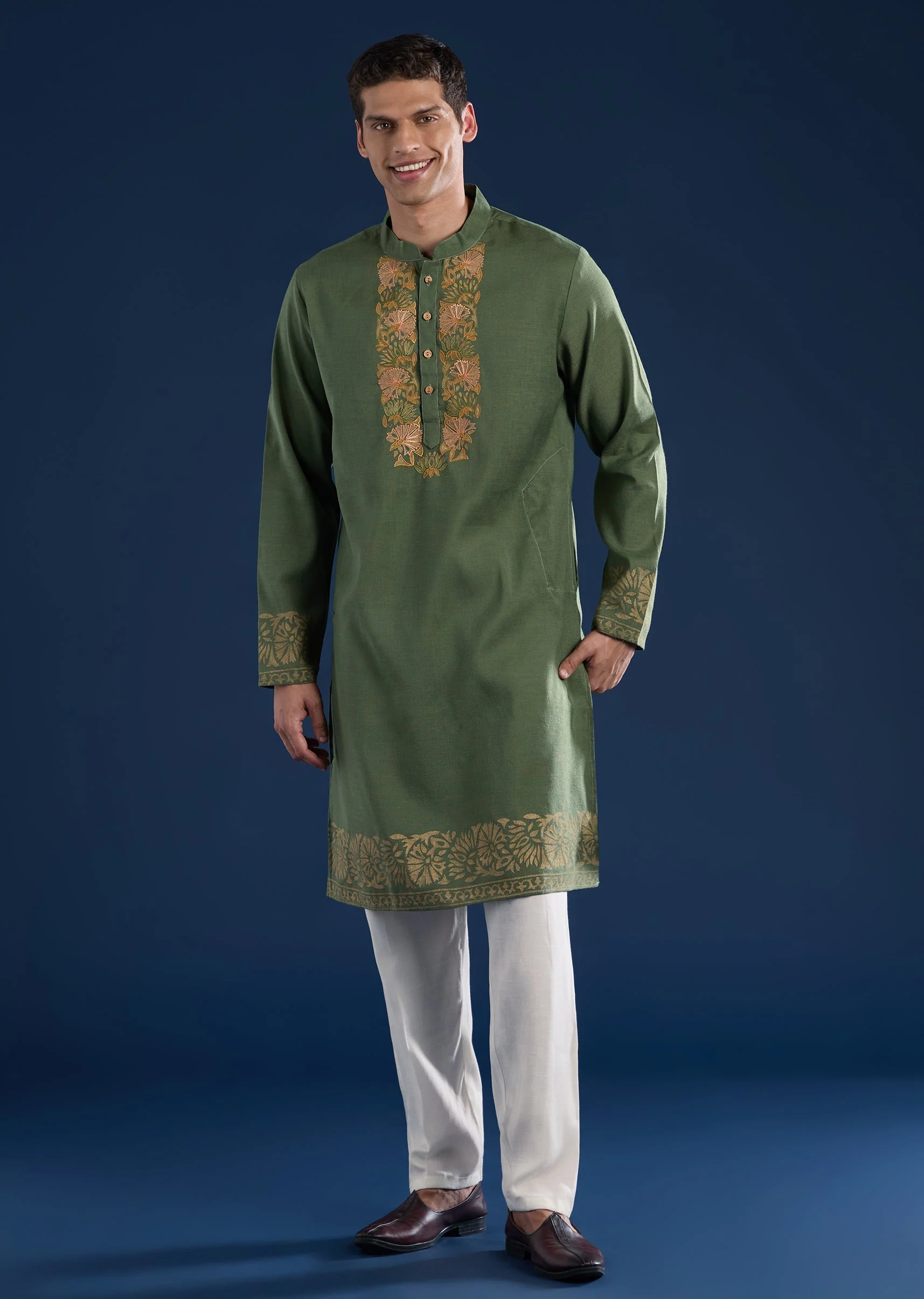 Green Cotton-Viscose Kurta Set - Image 3