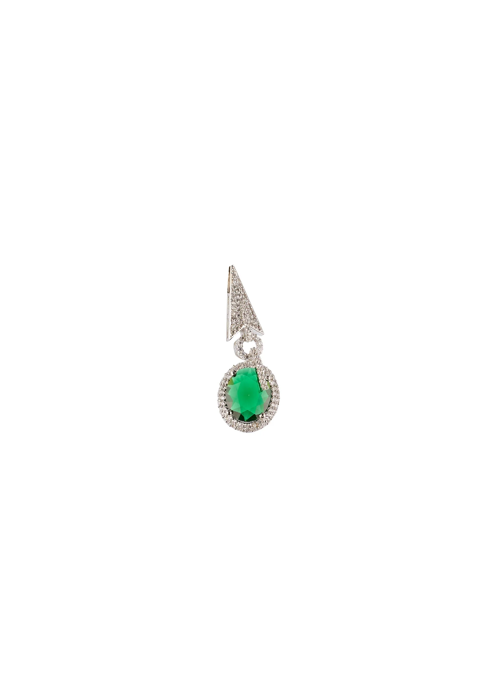 Green CZ Diamond Anti Tarnish Rhodium Plated Gemstone Pendant Necklace Set - Image 4