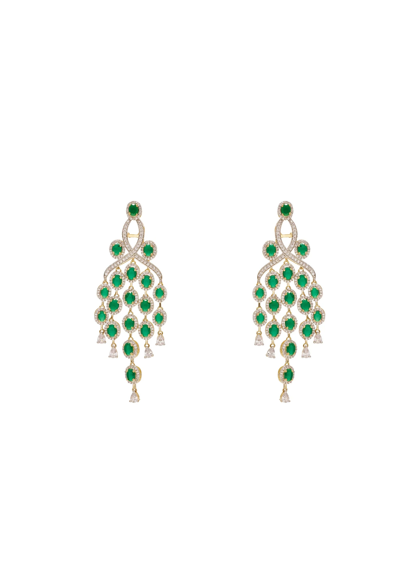 Green Designer Long Earrings - Image 2