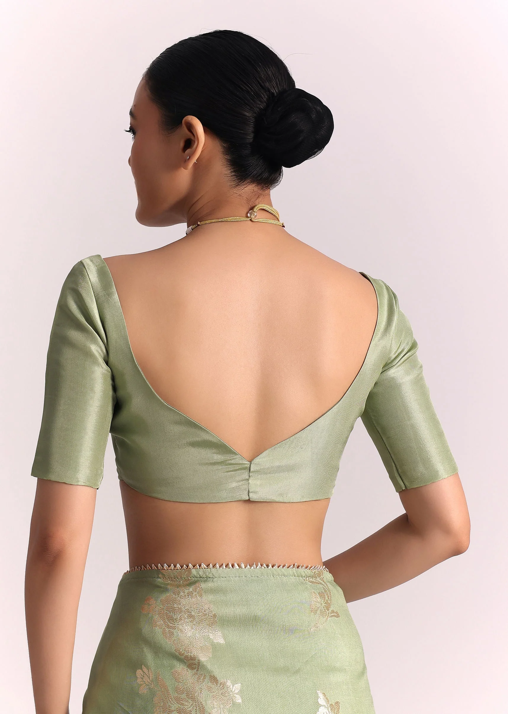 Green Dola Silk Embroidered Saree With Gotta Patti and Lurex Work - Image 8