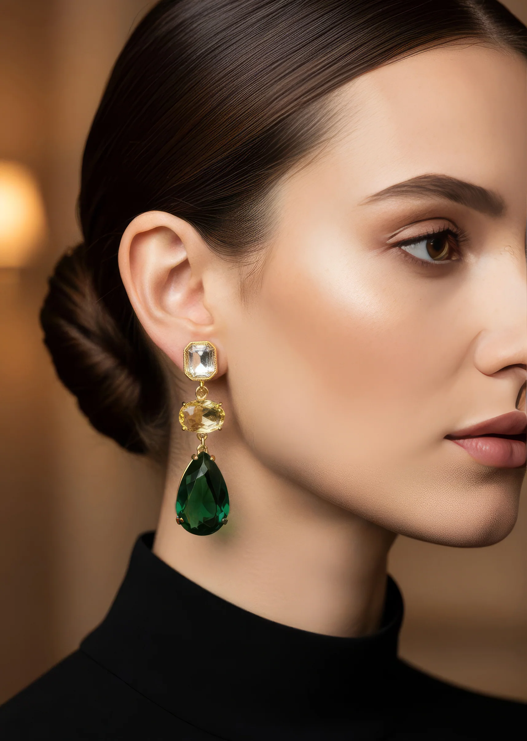 Green Earrings In Tear Drop Style