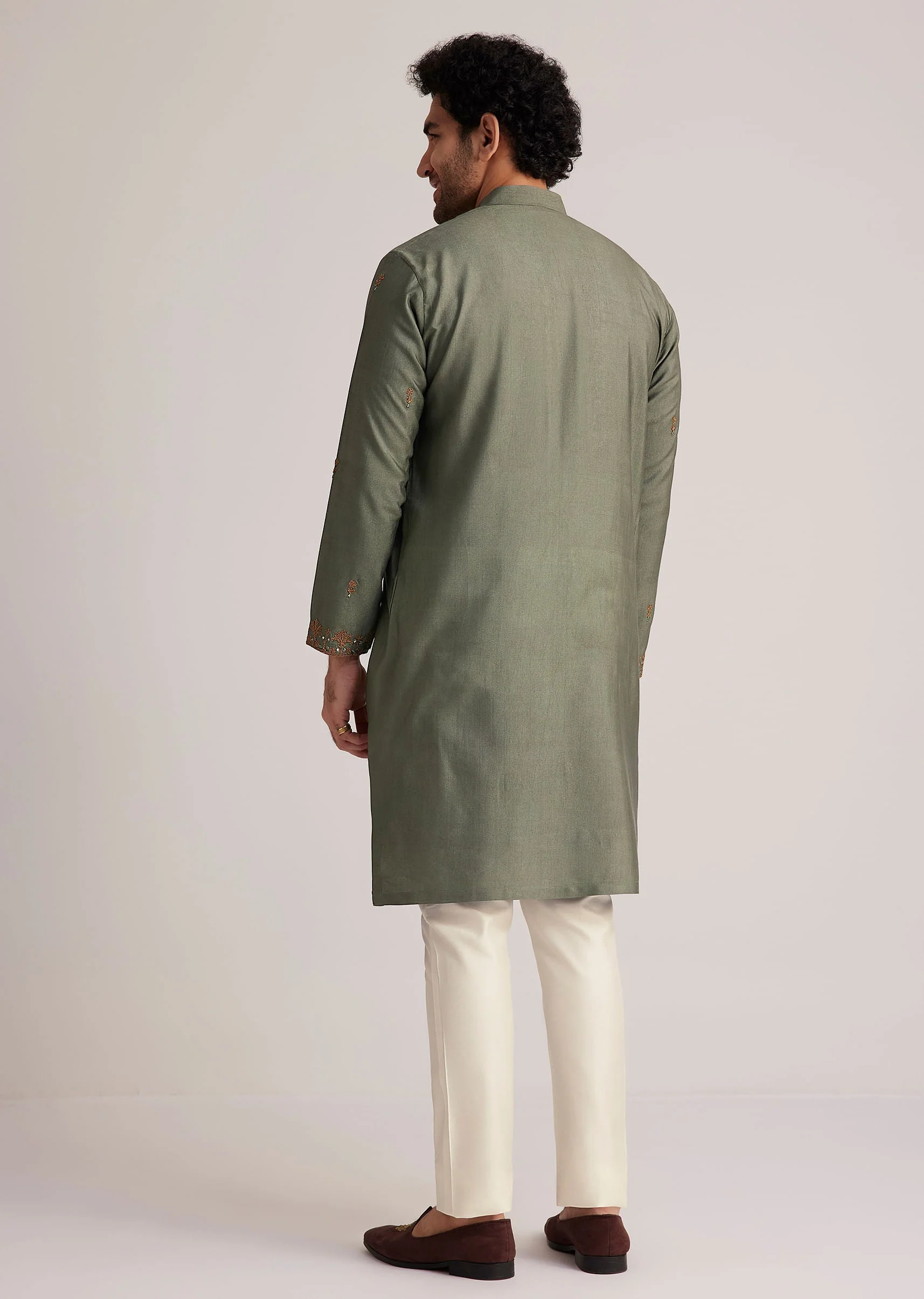 Green Embroidered Kurta Set - Image 5