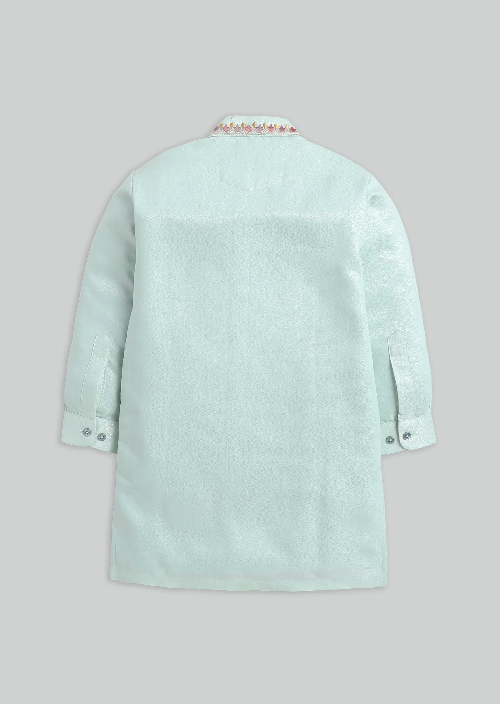 Green Embroidered Kurta Set For Boys - Image 3