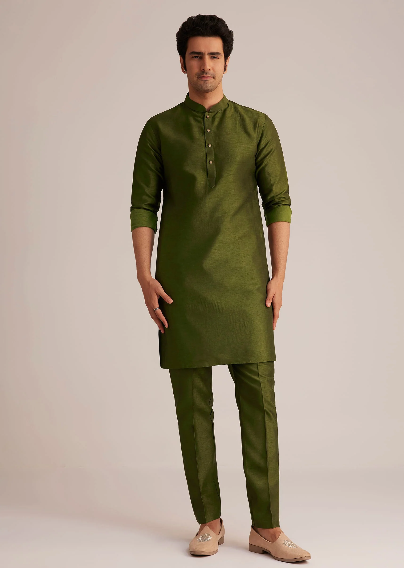 Green Embroidered Nehru Jacket With Bird Detailing - Image 6