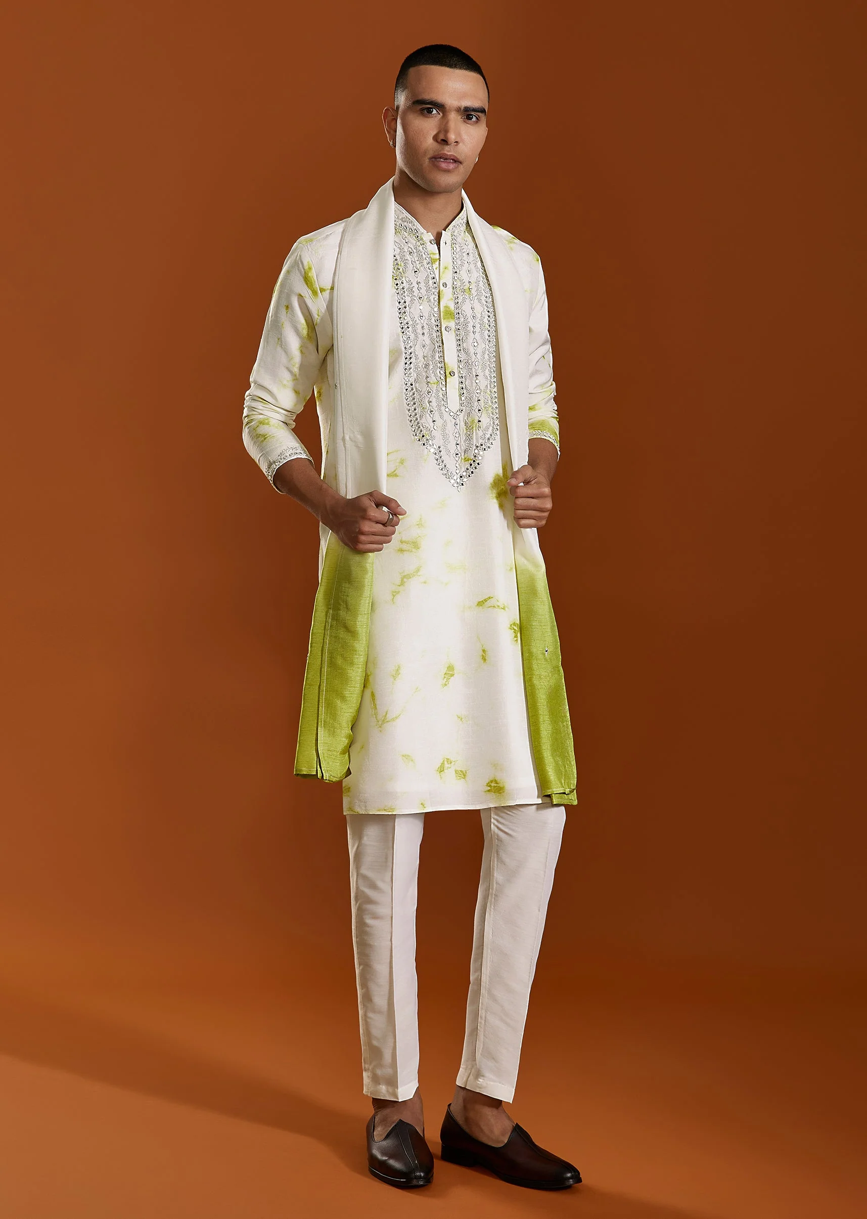 Green Embroidered Viscose Kurta Set With Dupatta