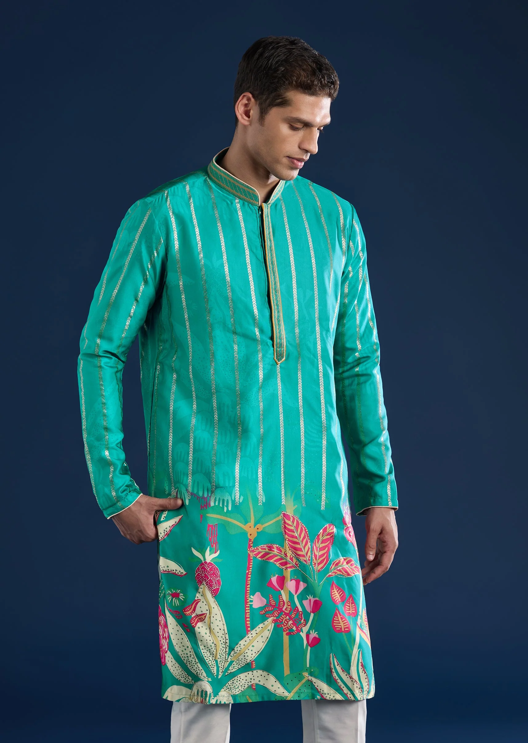 Green Festive Kurta Set - Image 4