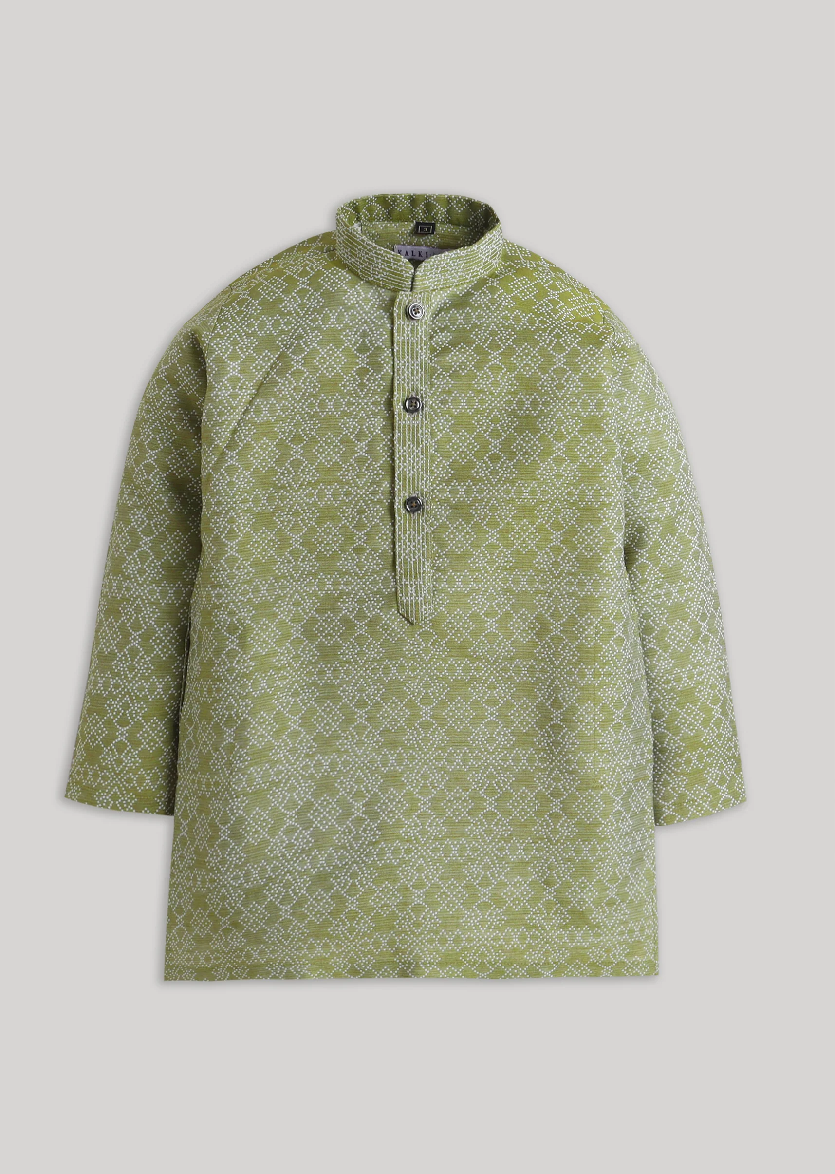 Green Geometric Kids Kurta Set - Image 2