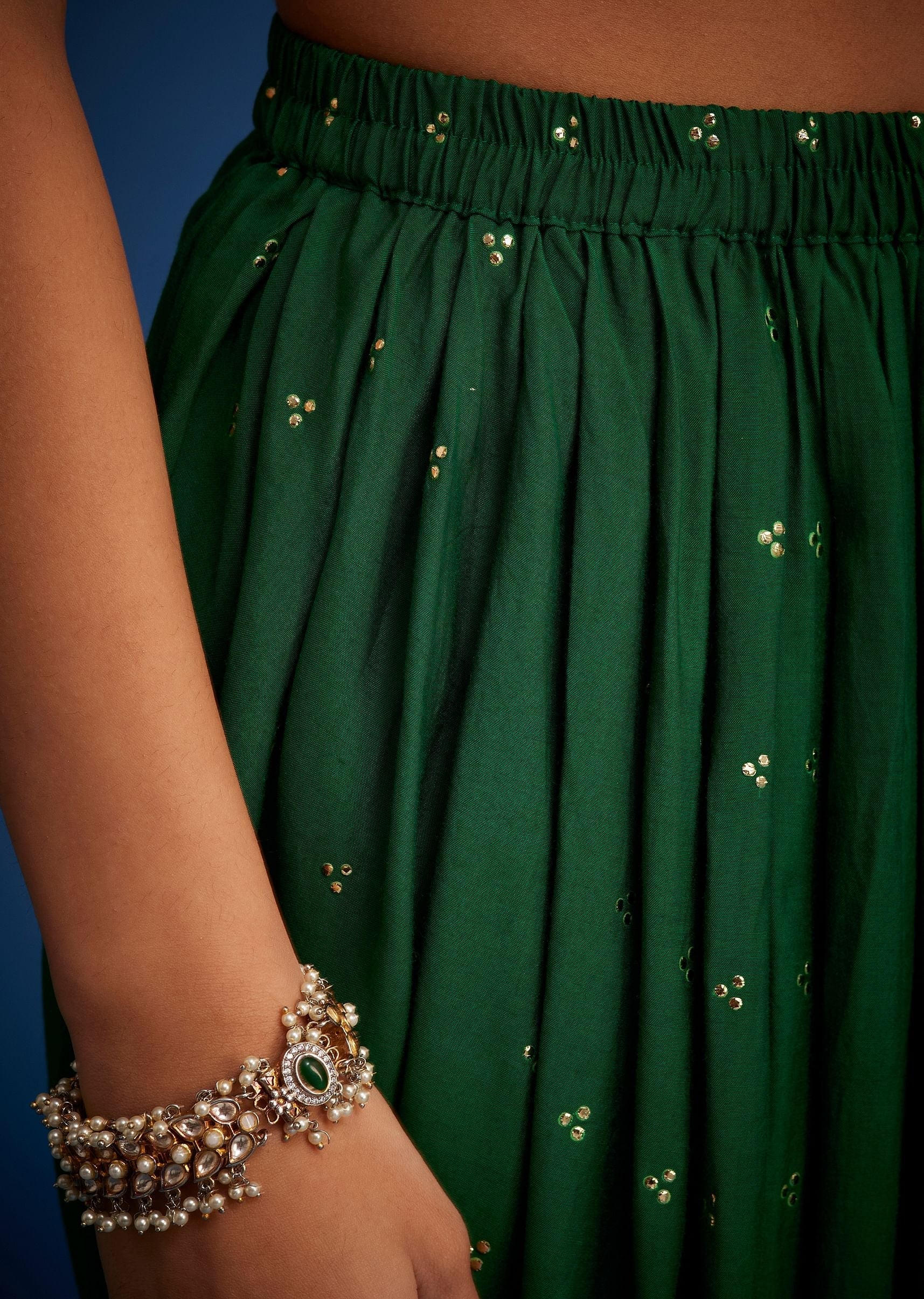Green Georgette Leheriya Embroidered Dhoti Set - Image 6
