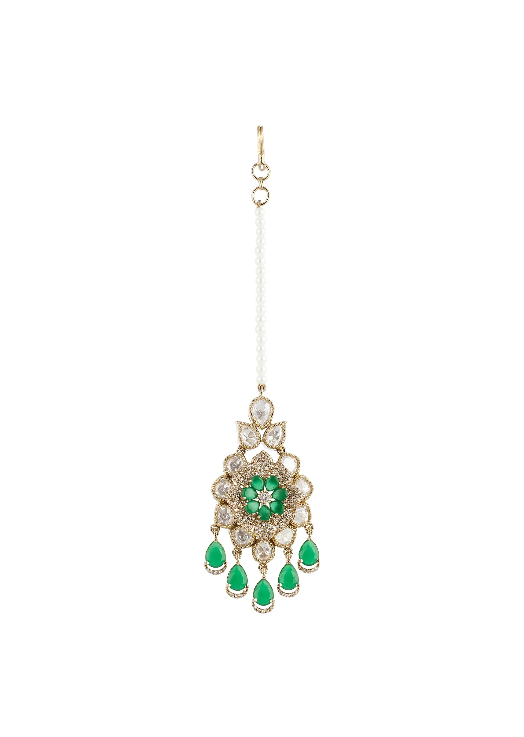 Green Gold Maangtikka With Sophisticated Detail