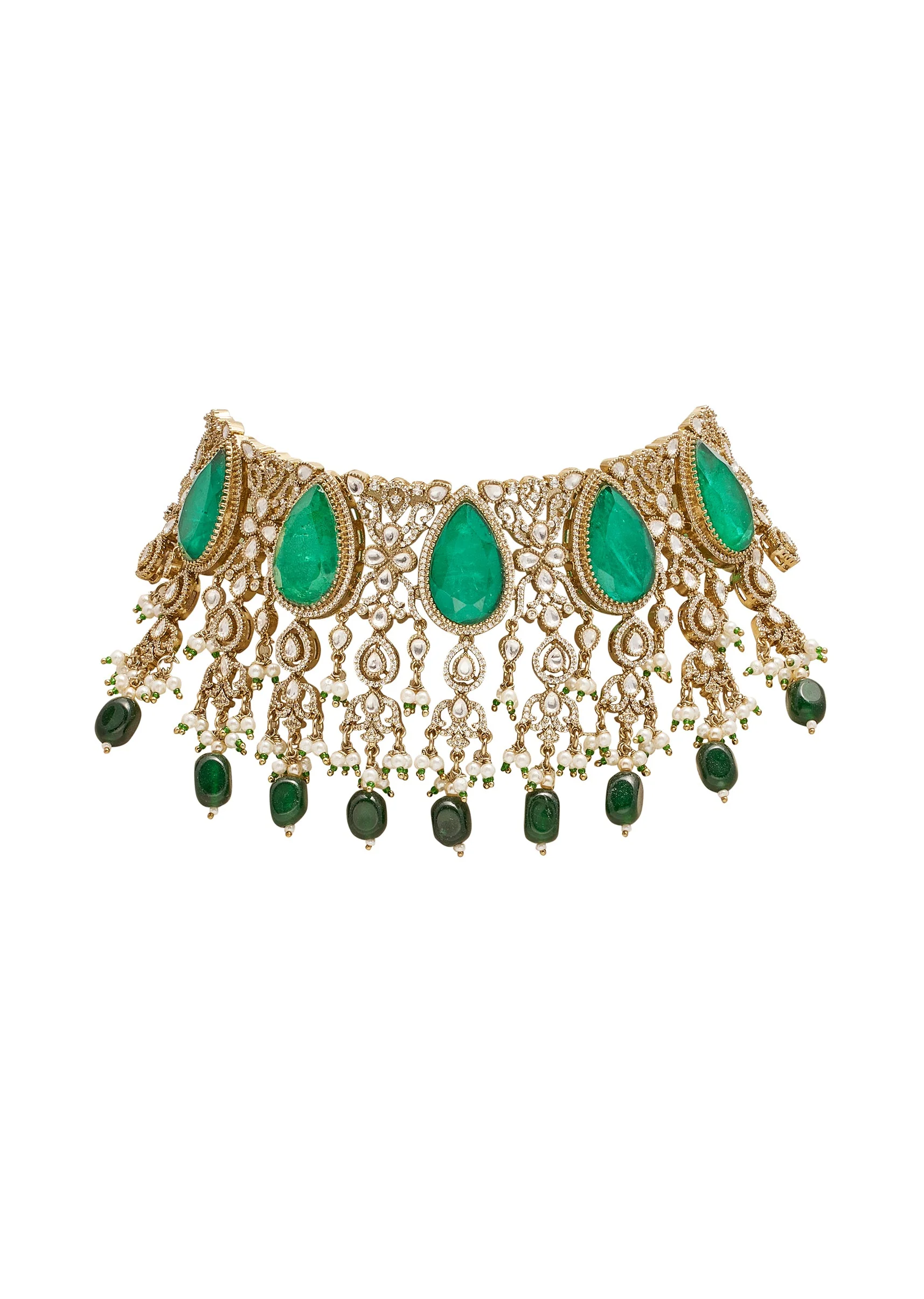 Green Gold Wedding Necklace Set - Image 3