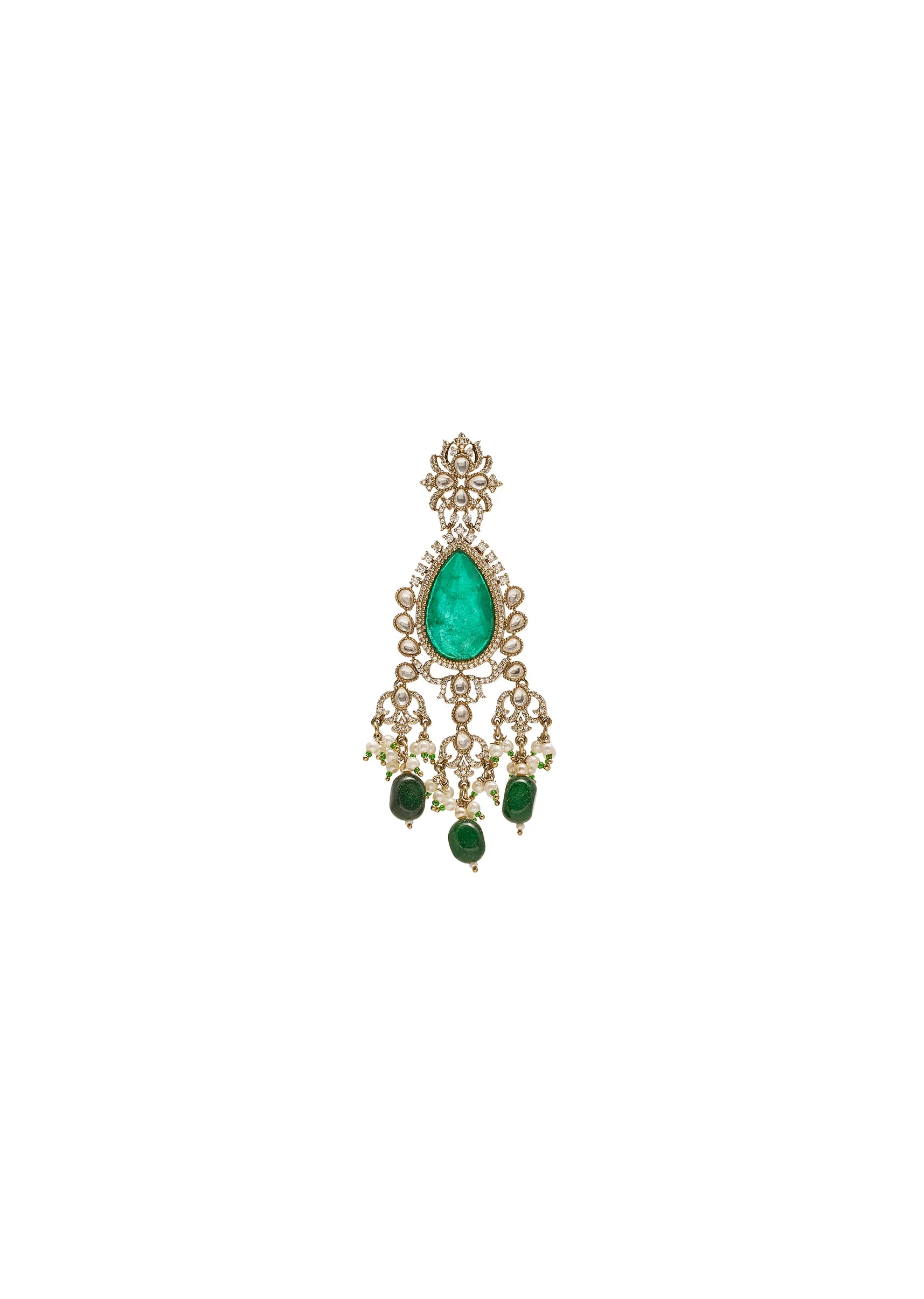 Green Gold Wedding Necklace Set - Image 5