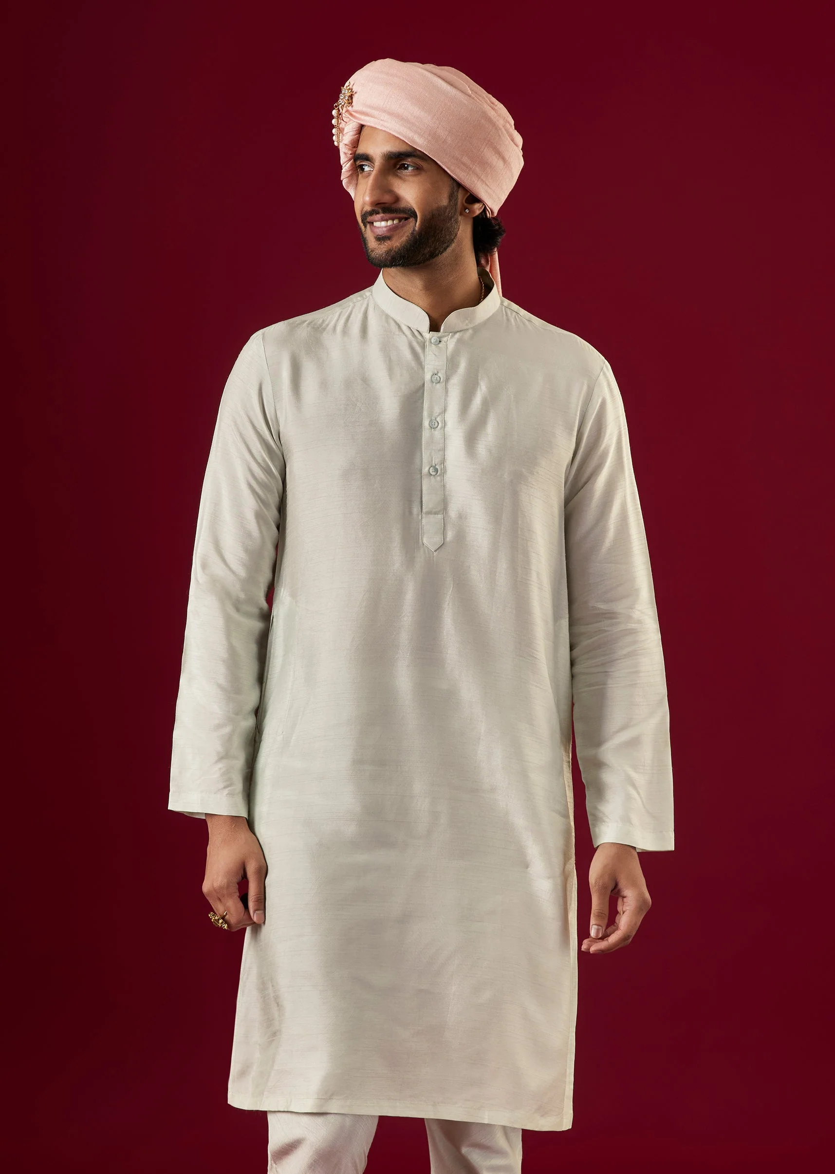 Green Jacquard Silk Sherwani Set With Zardosi Work - Image 7