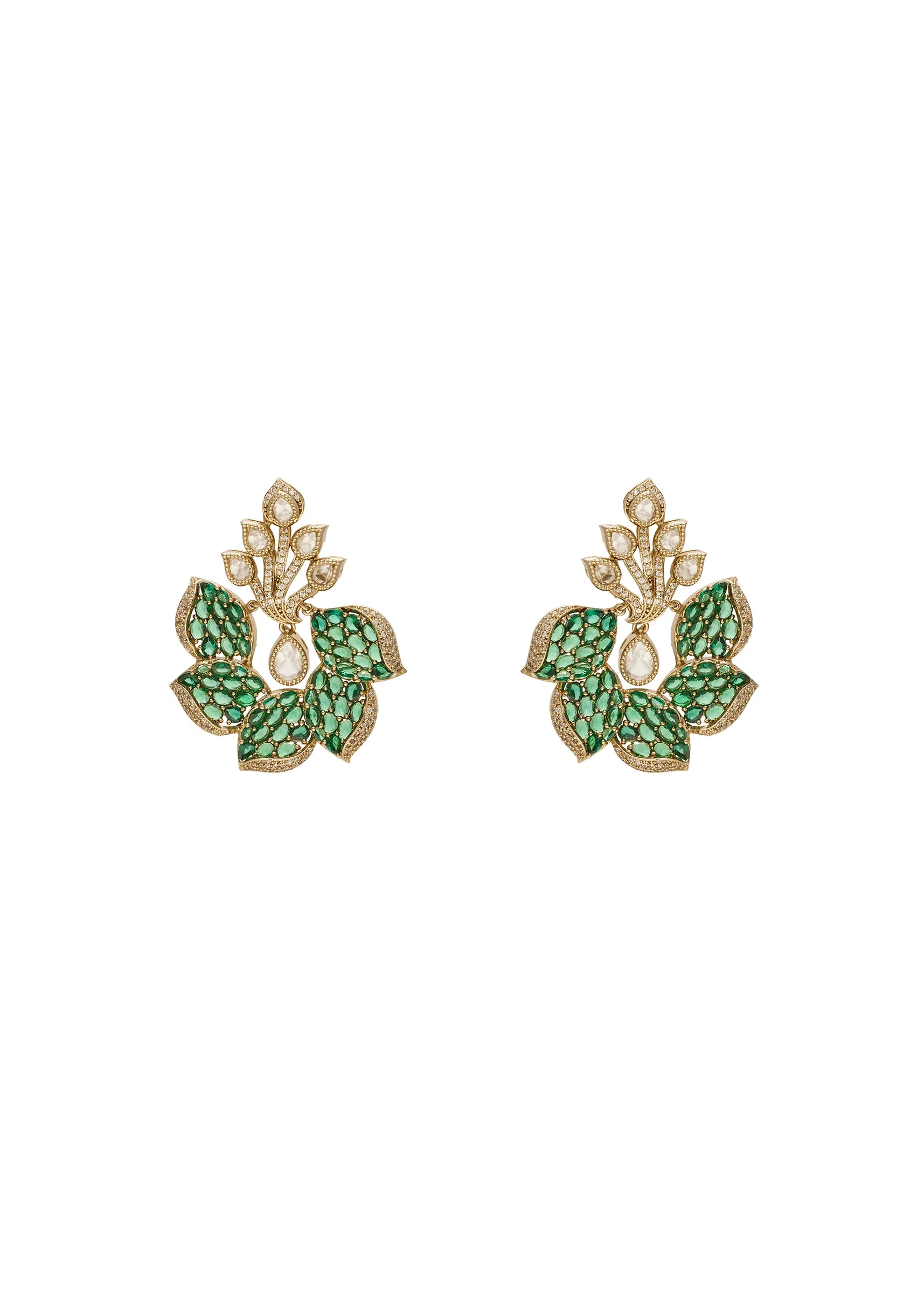 Green Kundan Occasion Earrings - Image 2