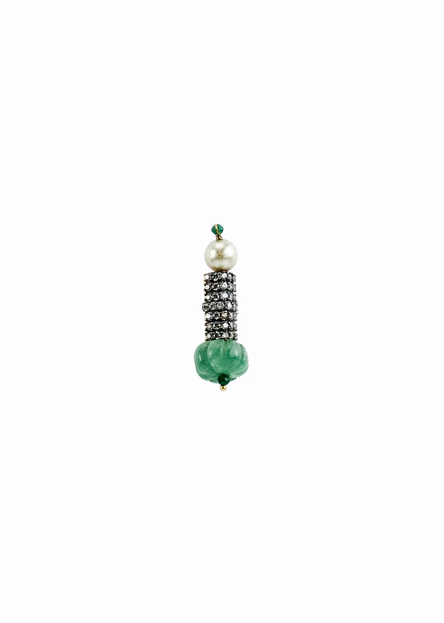 Green Kundan Polki Short Necklace Set With Earrings - Image 5