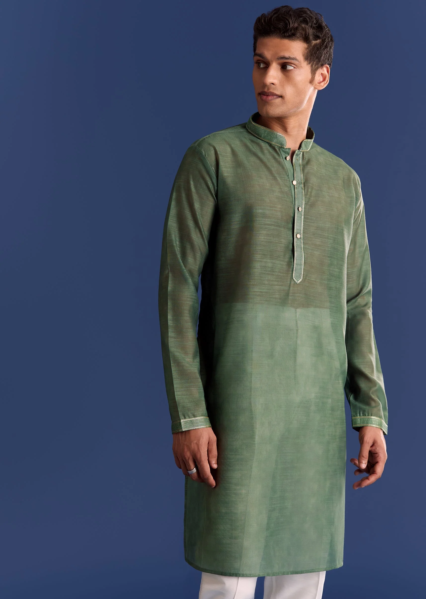 Green Kurta Jacket Set With Floral And Vine Prints - Image 6