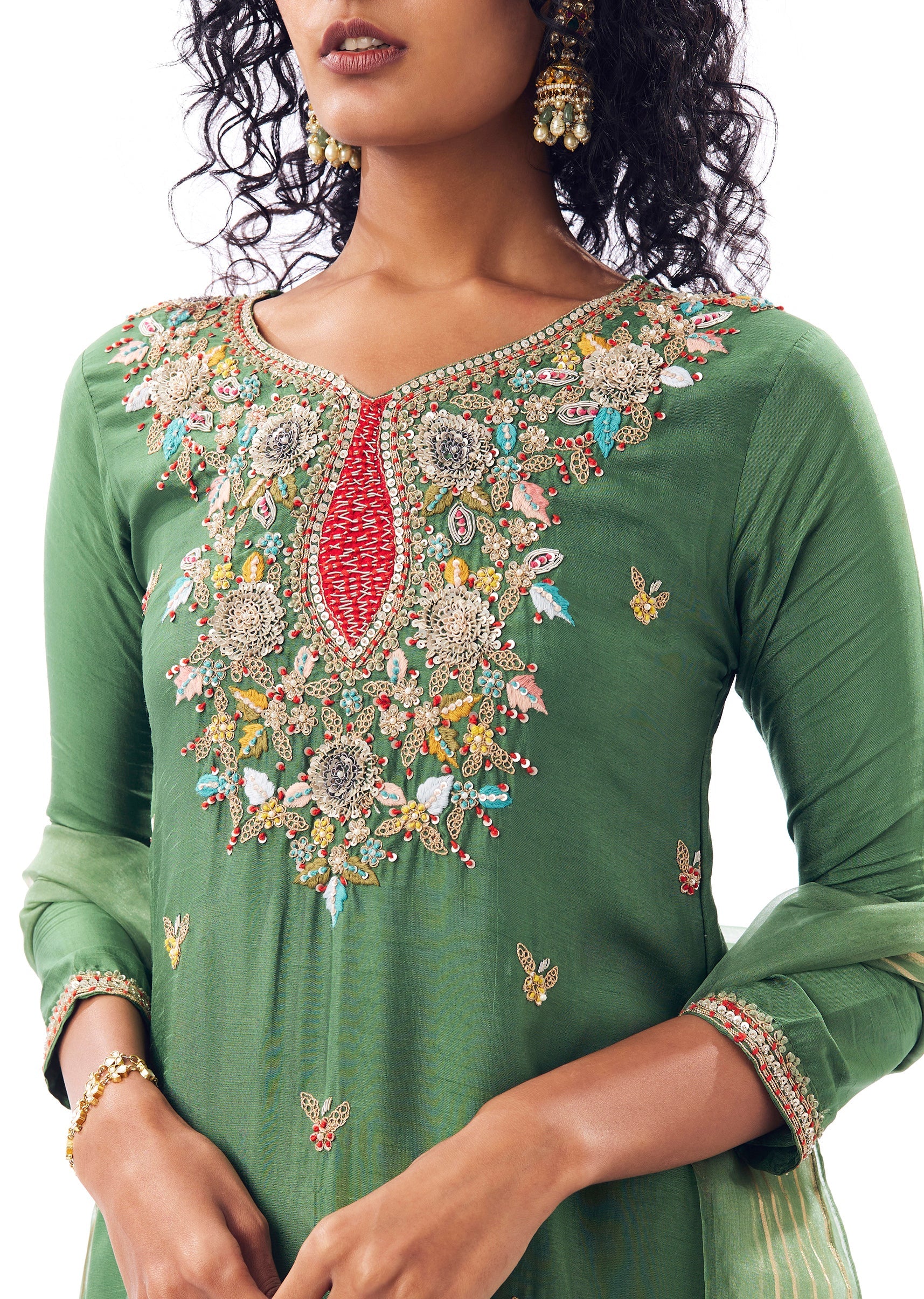 Green Kurta Set - Image 2