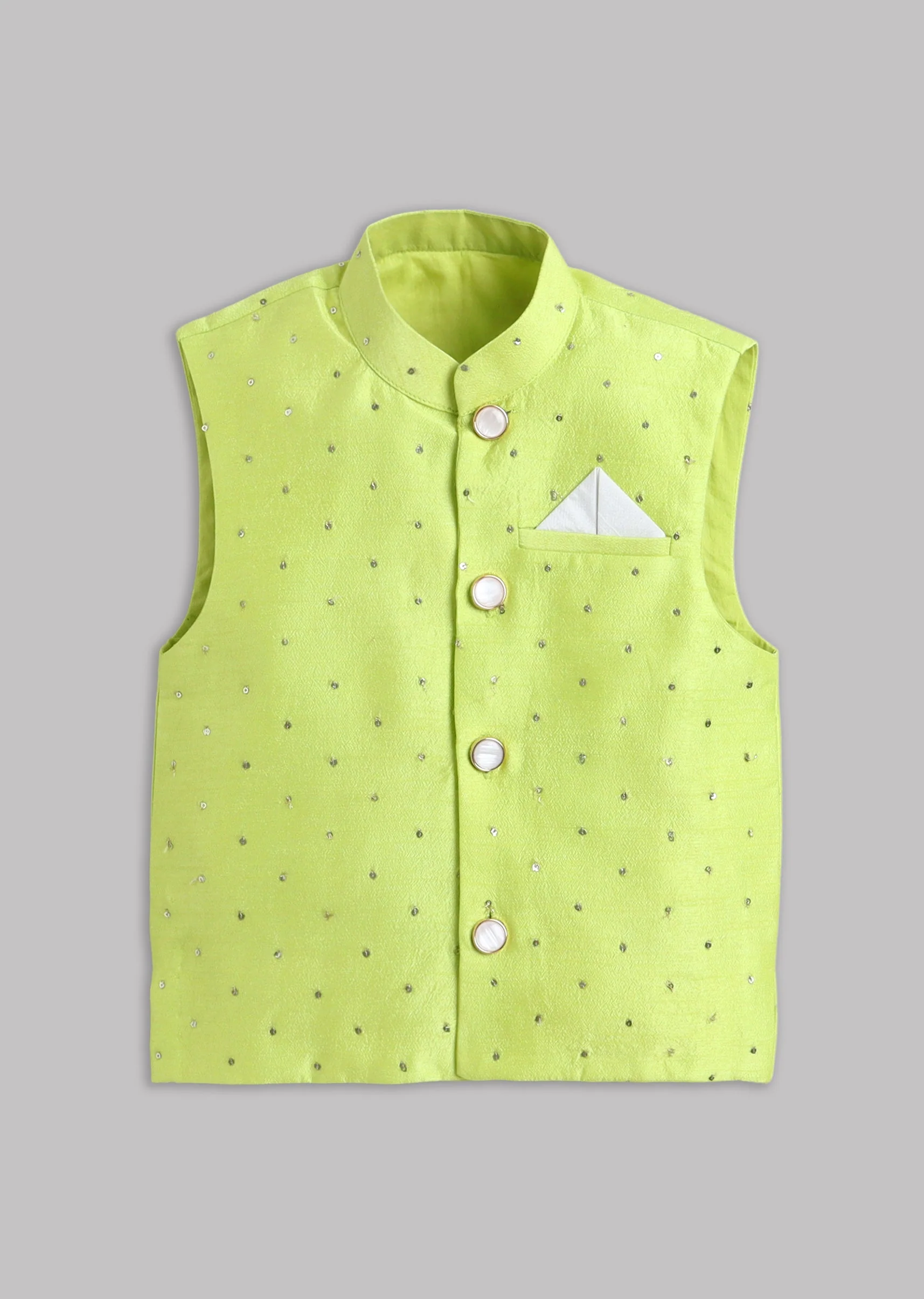 Green Kurta Set With Nehru Jacket - Image 5