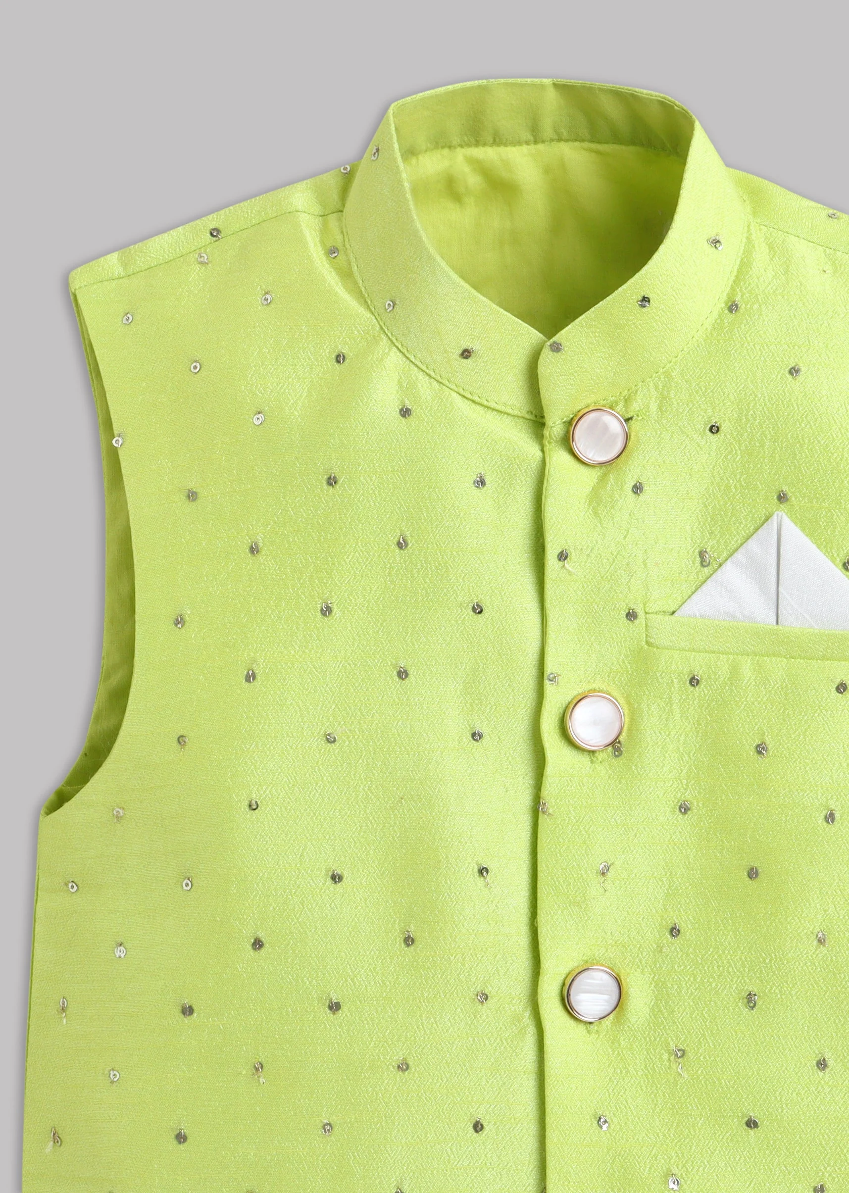 Green Kurta Set With Nehru Jacket - Image 7