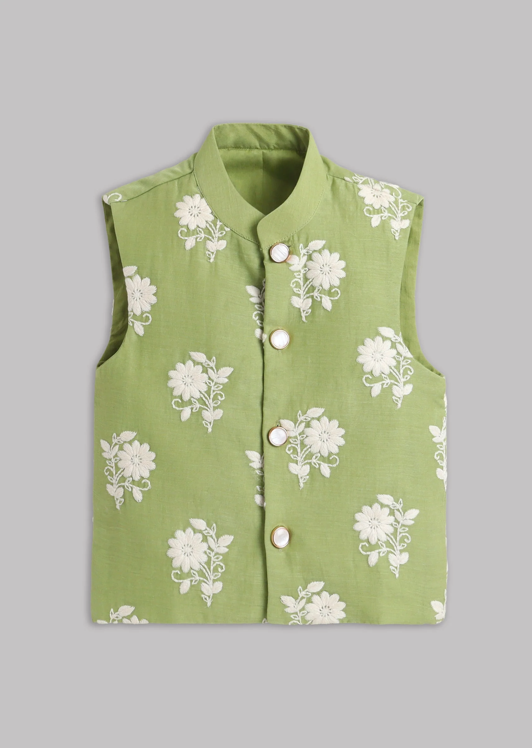 Green Kurta Set With Nehru Jacket Set - Image 6