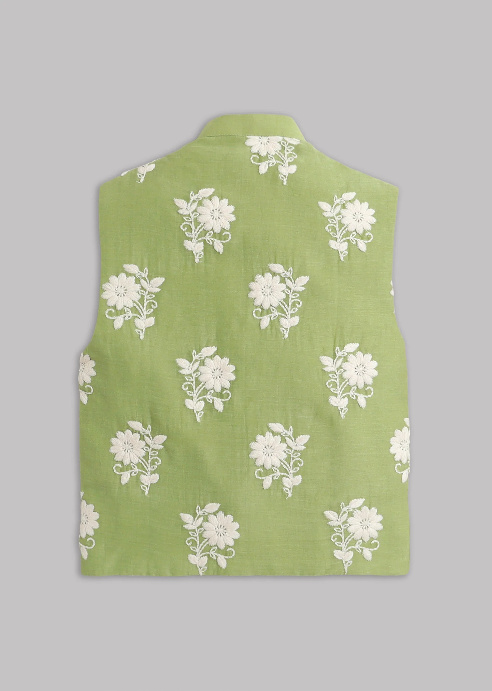Green Kurta Set With Nehru Jacket Set - Image 7