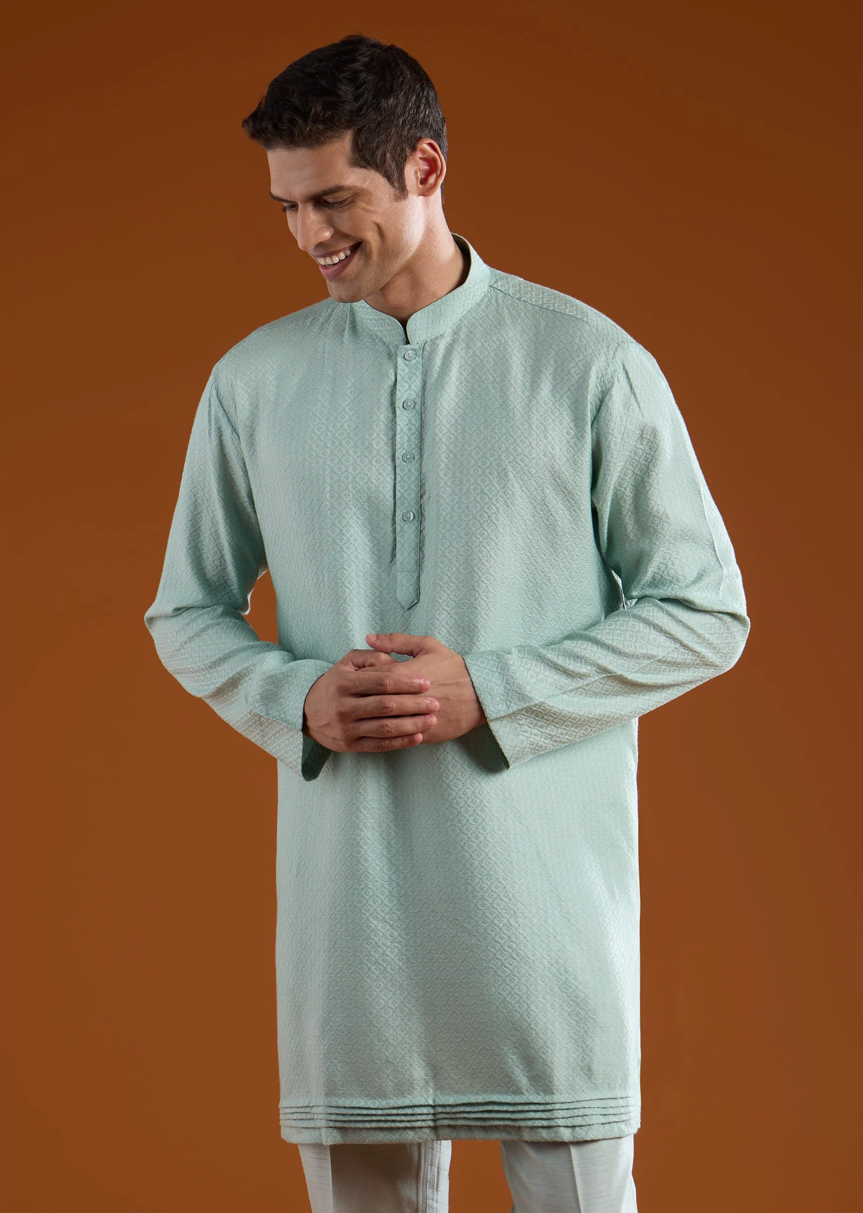 Green Matka Silk Embroidered Jodhpuri Kurta Set - Image 6