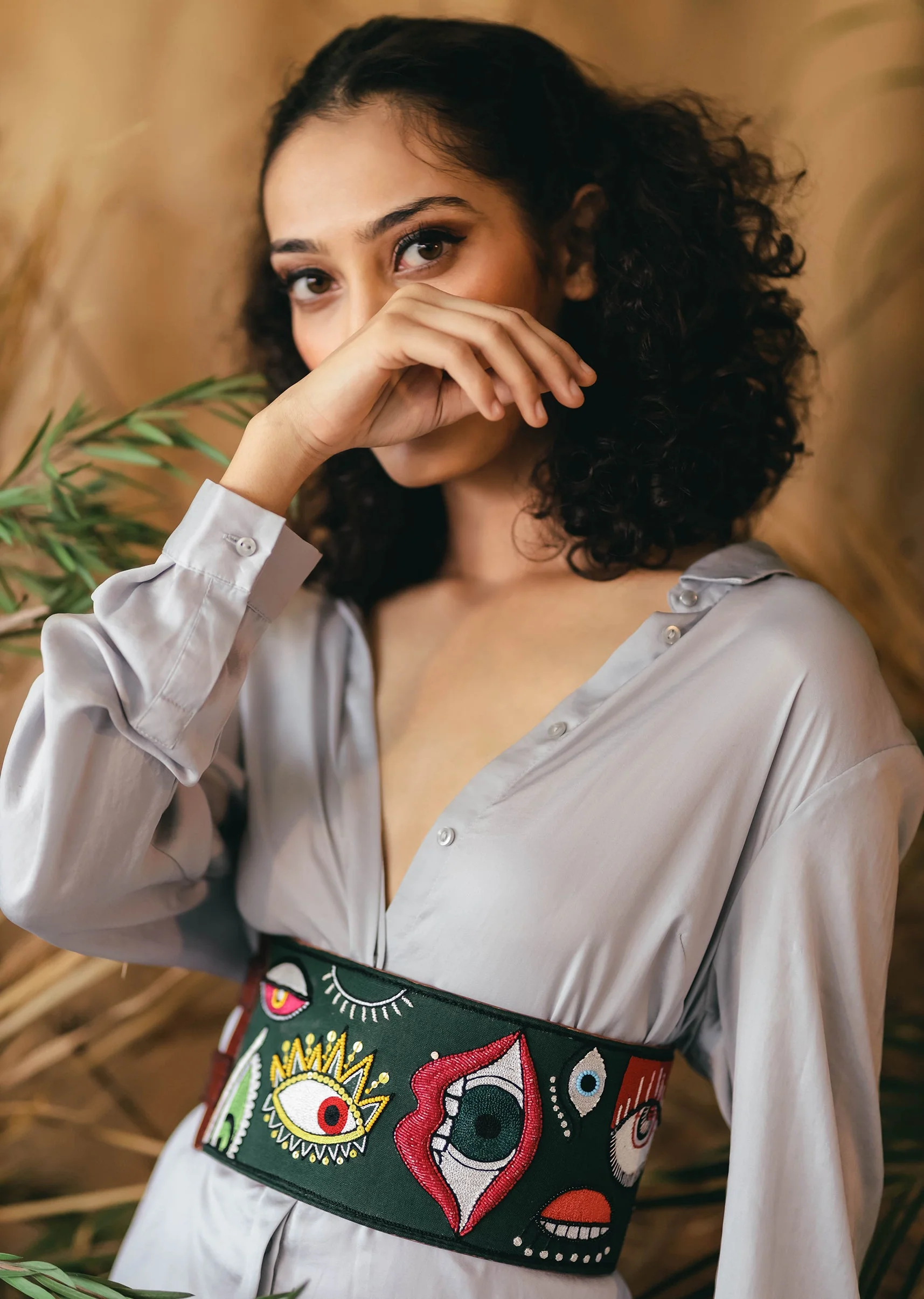 Green Multi Color Embroidered Waist Belt - Image 2