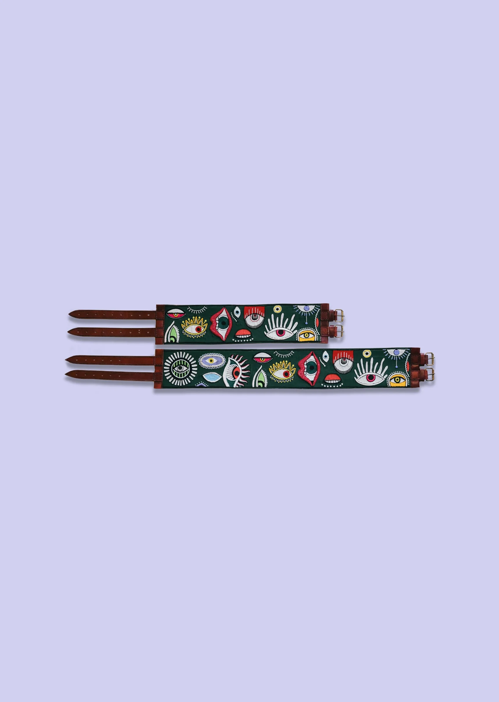 Green Multi Color Embroidered Waist Belt - Image 3