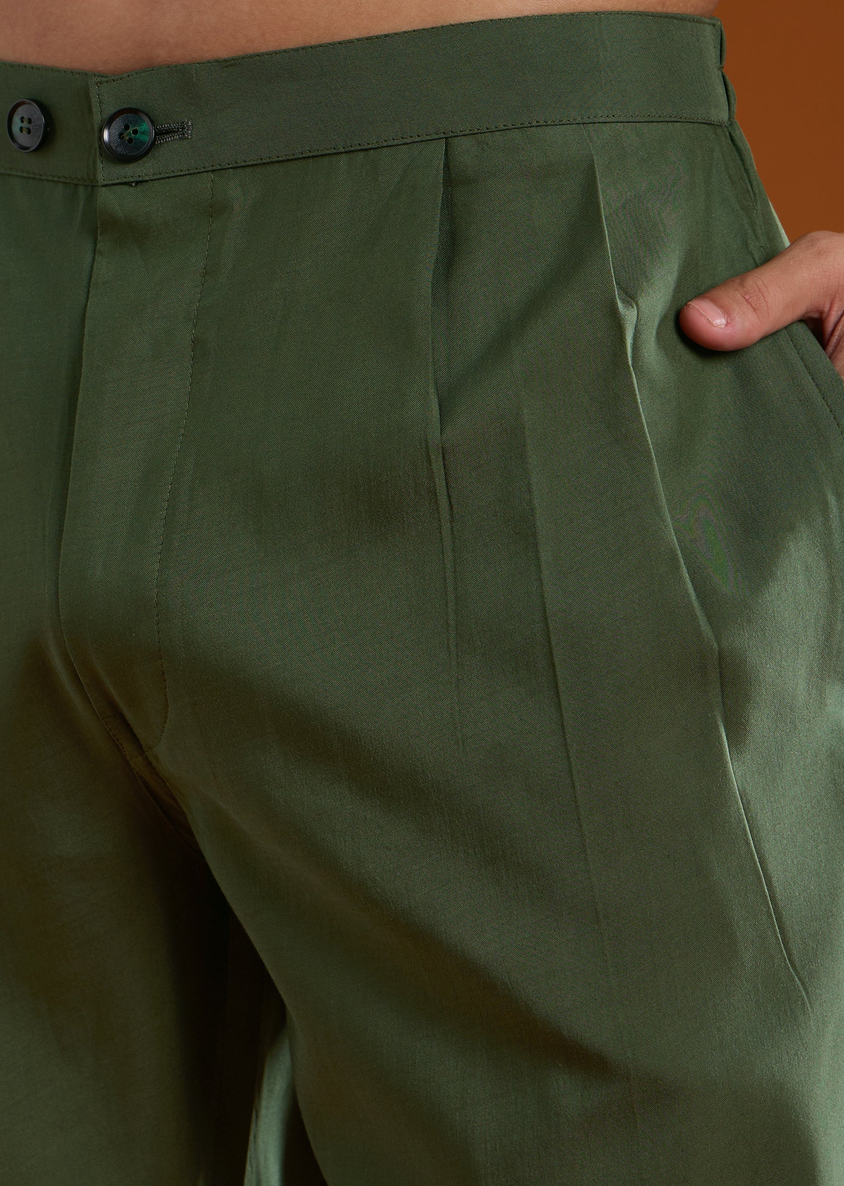 Green Muslin Jacket Kurta Set with Thread Work - Image 7