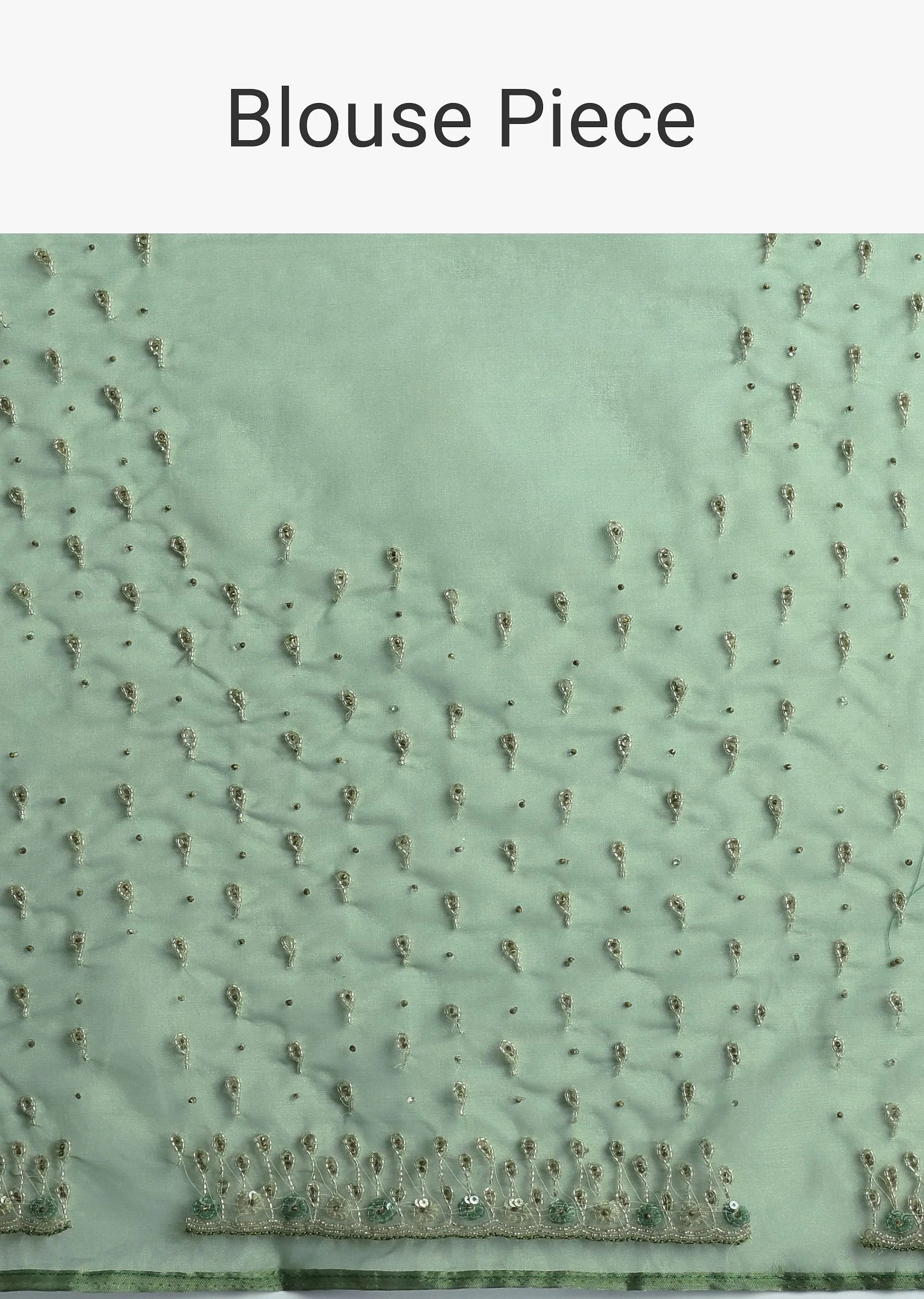Green Organza Saree With Sequins And Cutdana Embellished Border - Image 10