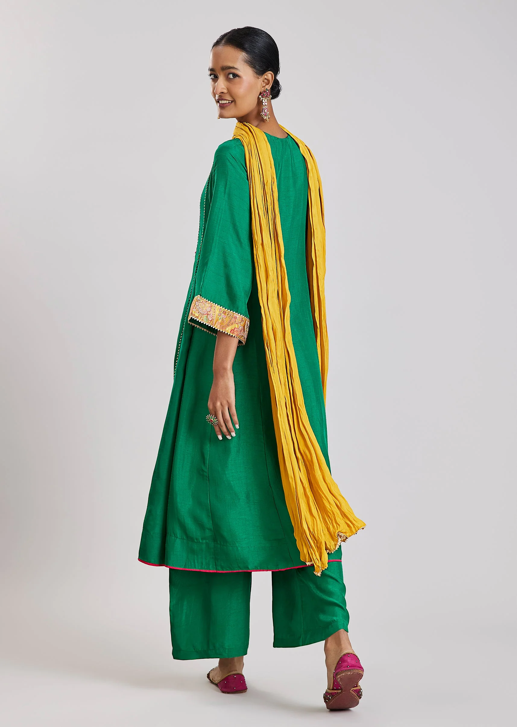 Green Patchwork Anarkali Set - Image 5