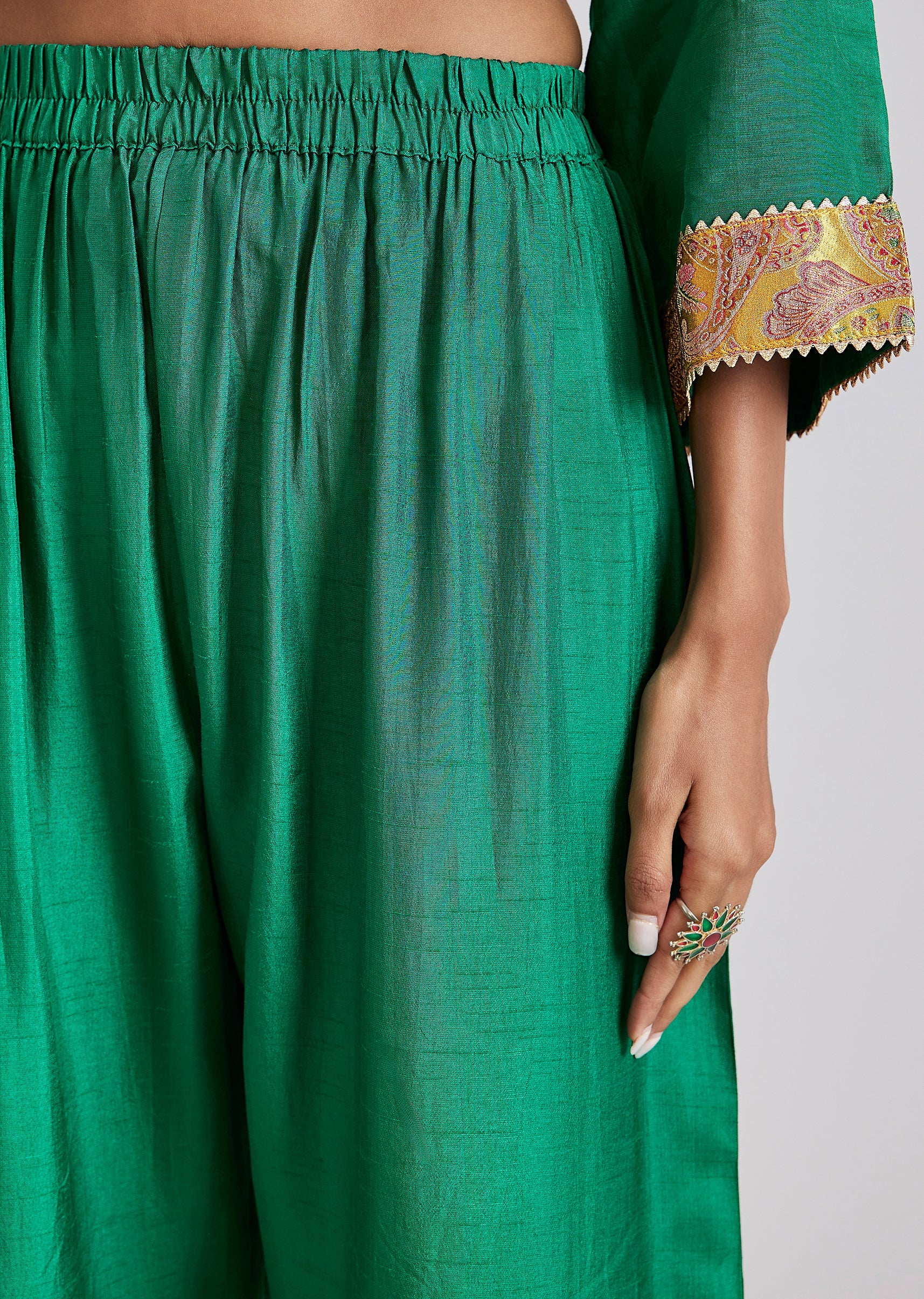 Green Patchwork Anarkali Set - Image 6