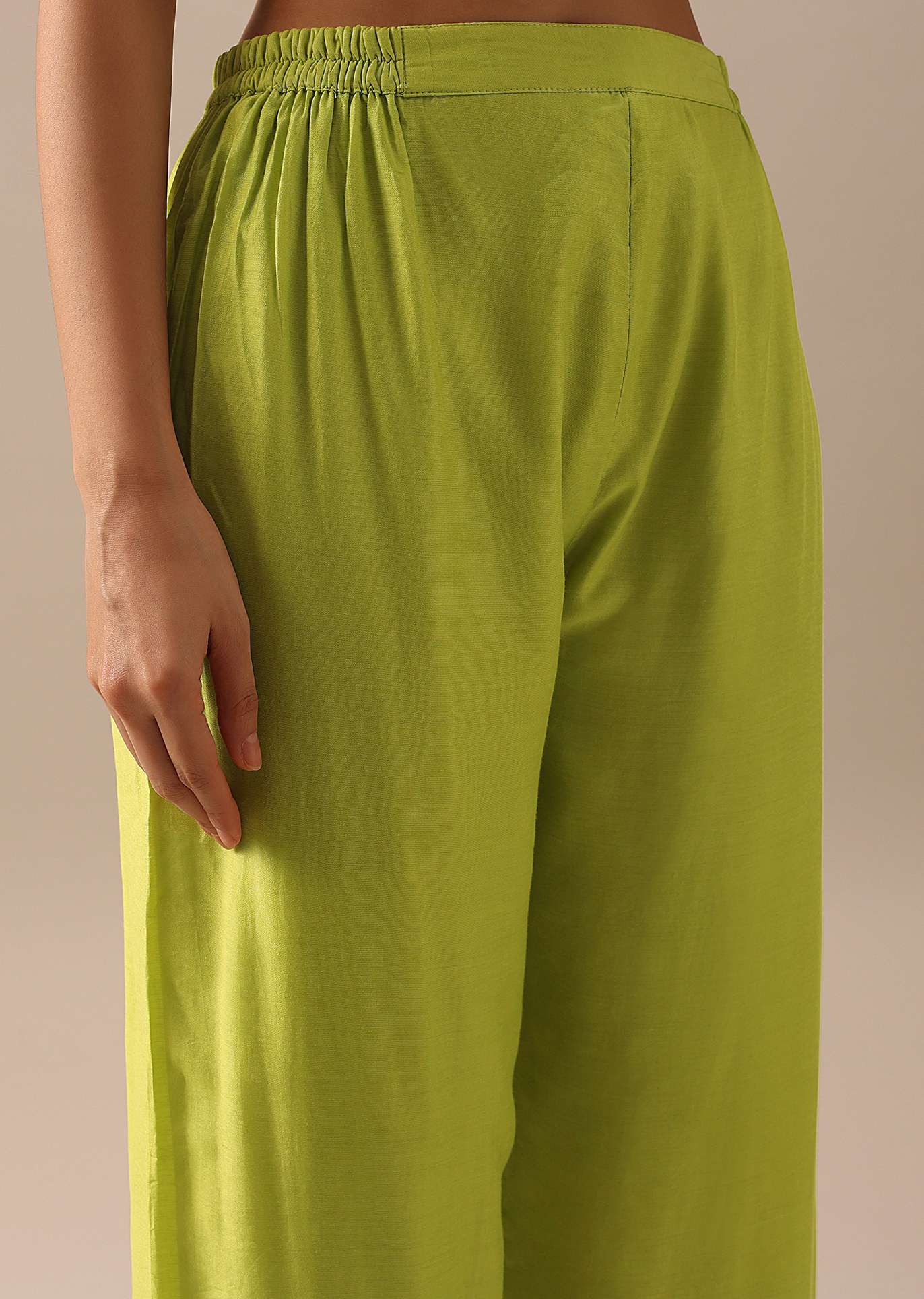 Green Pintuck Anarkali Set with Organza Dupatta - Image 15