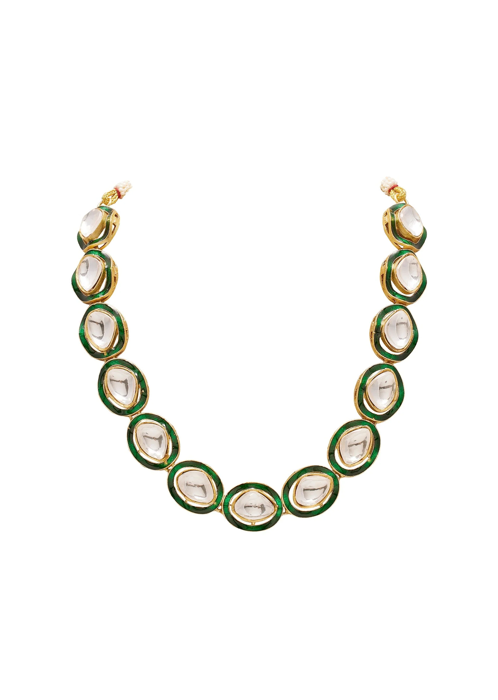 Green Polki Necklace Set - Image 3