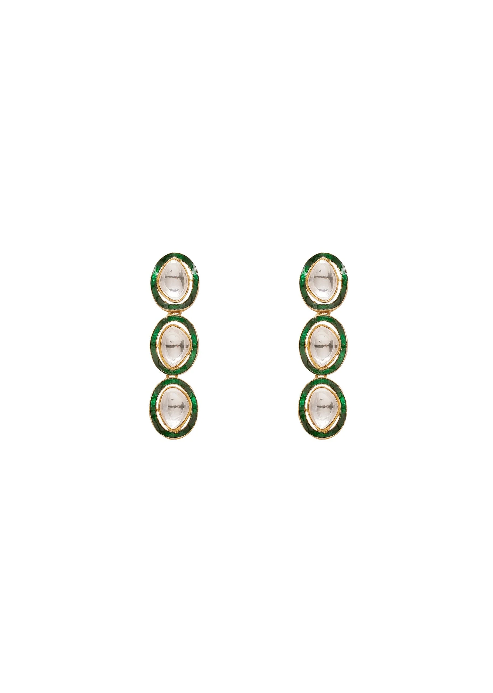 Green Polki Necklace Set - Image 4