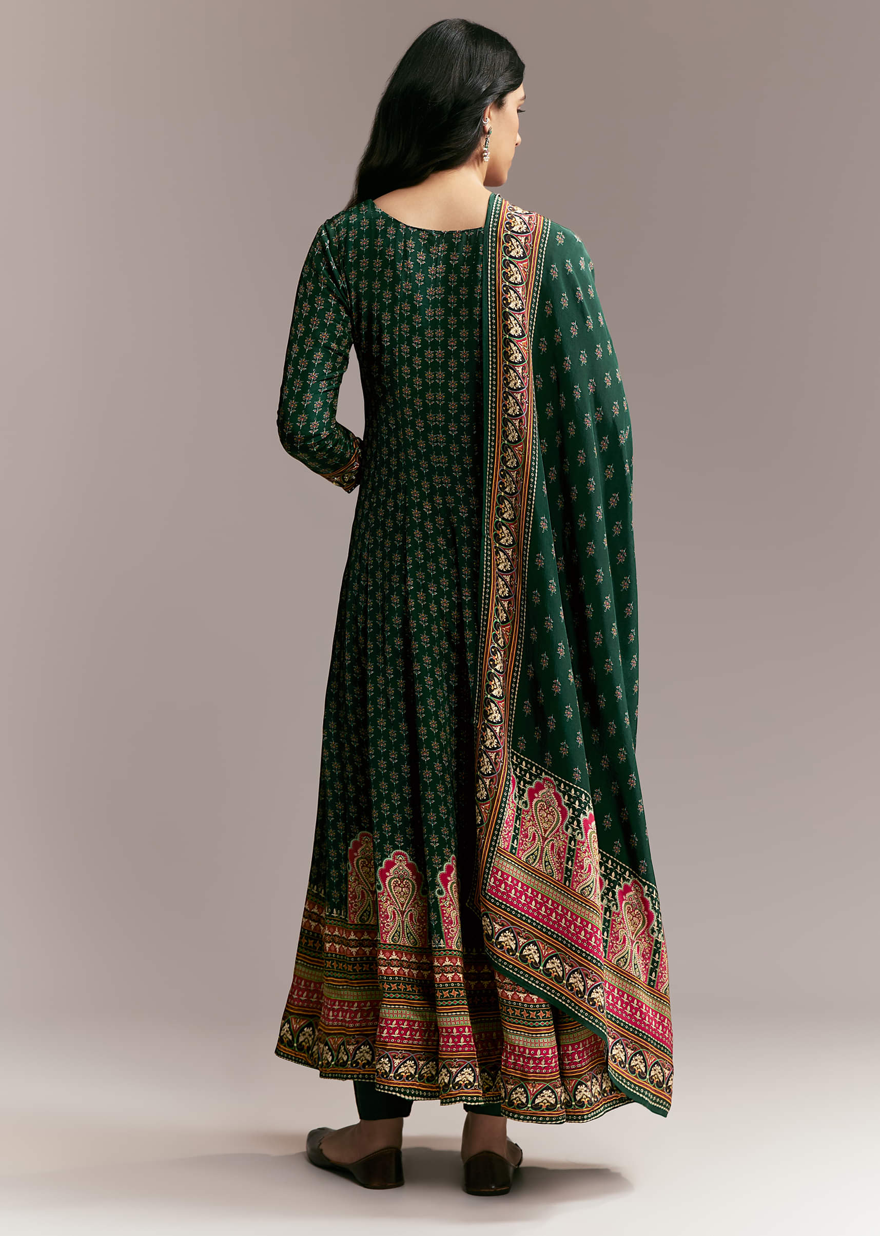 Green Printed Anarkali Set - Image 4